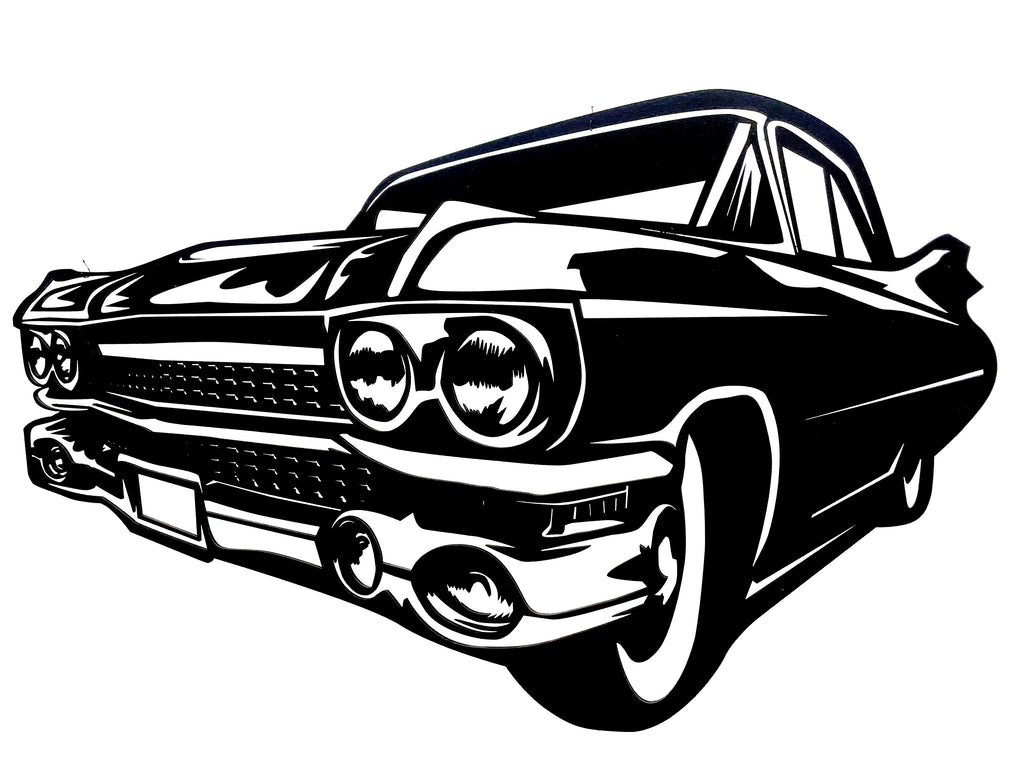 XXL Auto Oldtimer 74x30cm in schwarz aus Holz  – Ein Meisterstück handgefertigter Automobilkunst Geschenkidee Wandbild Wanddekoration Garage