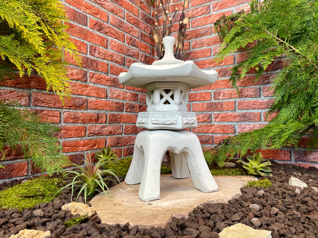 Japanische Steinlaterne 2er Set Terrassendeko Ideen Teich Gartendeko Koi-Teich Garten gestallten Home deko Asiatisch Chinesische Deko Steine