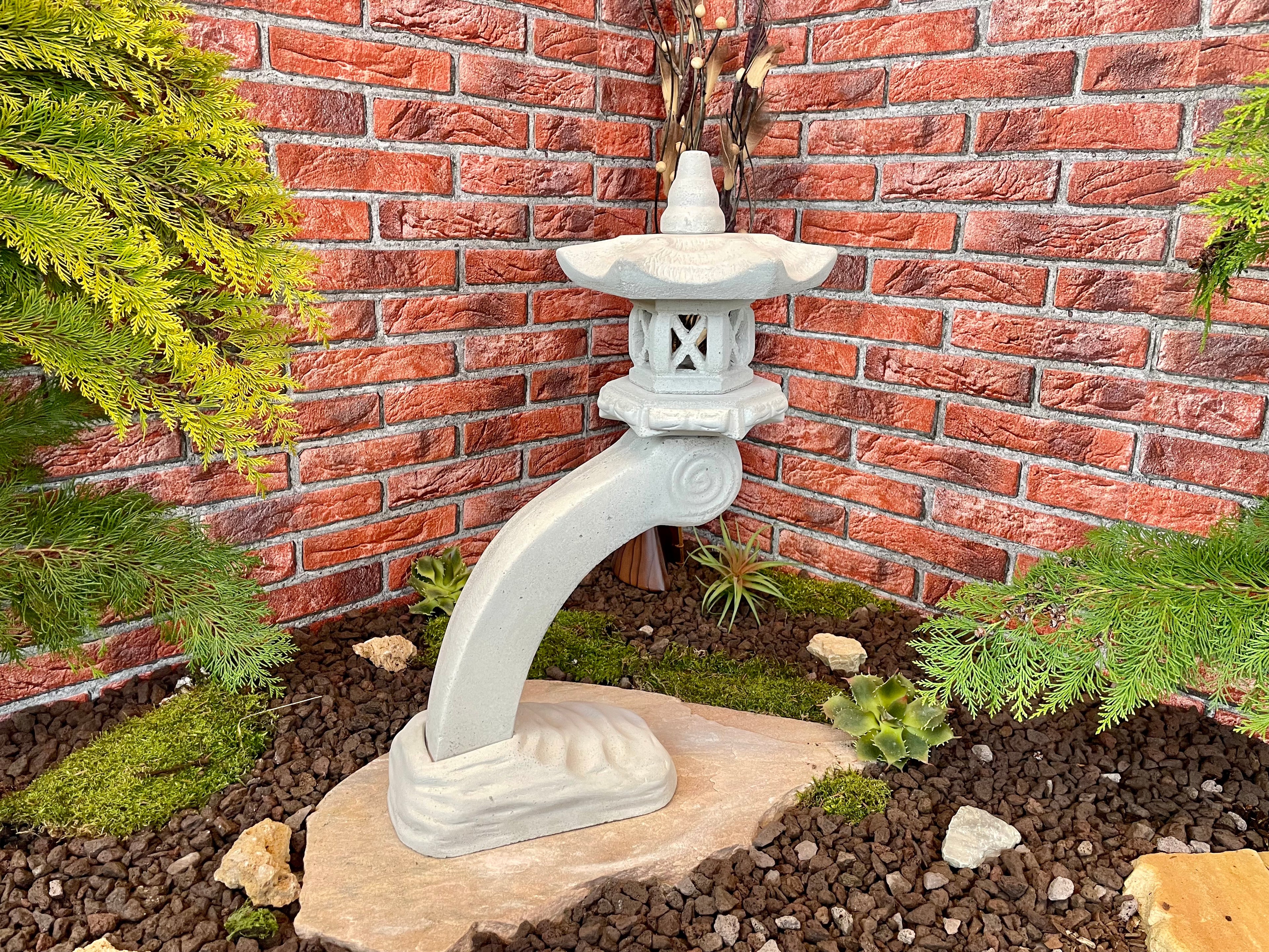 Japanische Steinlaterne 2er Set Terrassendeko Ideen Teich Gartendeko Koi-Teich Garten gestallten Home deko Asiatisch Chinesische Deko Steine