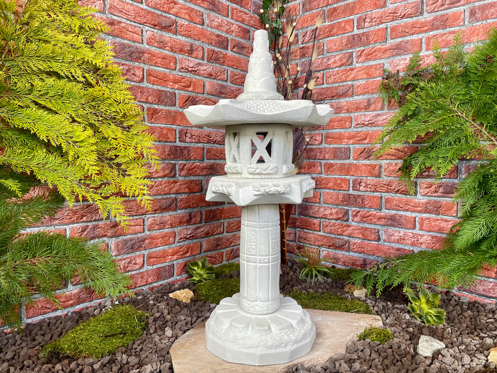 Asiatische Laterne 60cm Yukimi auf Konsole HK in Lichtgrau Gartenteich Terrasse Koi-teich Pagode Garten