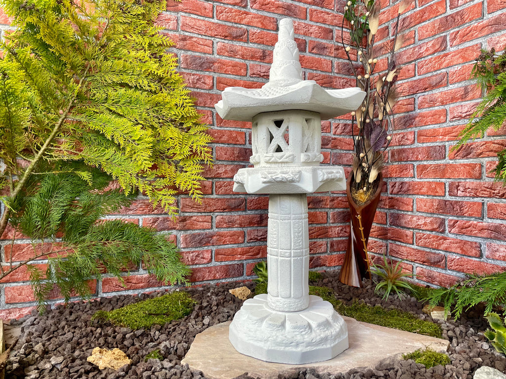 Asiatische Laterne 60cm Yukimi auf Konsole HK in Lichtgrau Gartenteich Terrasse Koi-teich Pagode Garten