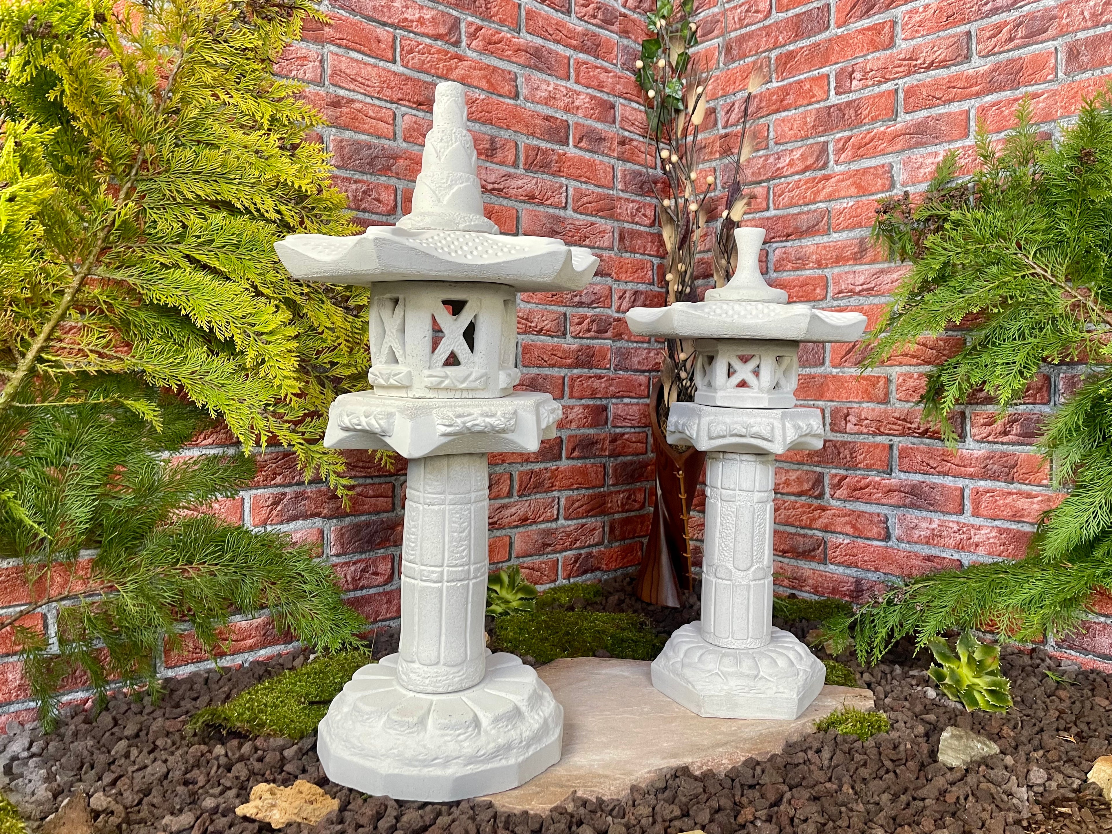 Japanische Steinlaternen 2er Set  Yukimi Pagode Teich Gartendeko Koi-Teich Garten gestallten Home deko Asiatisch Chinesische Deko Steine