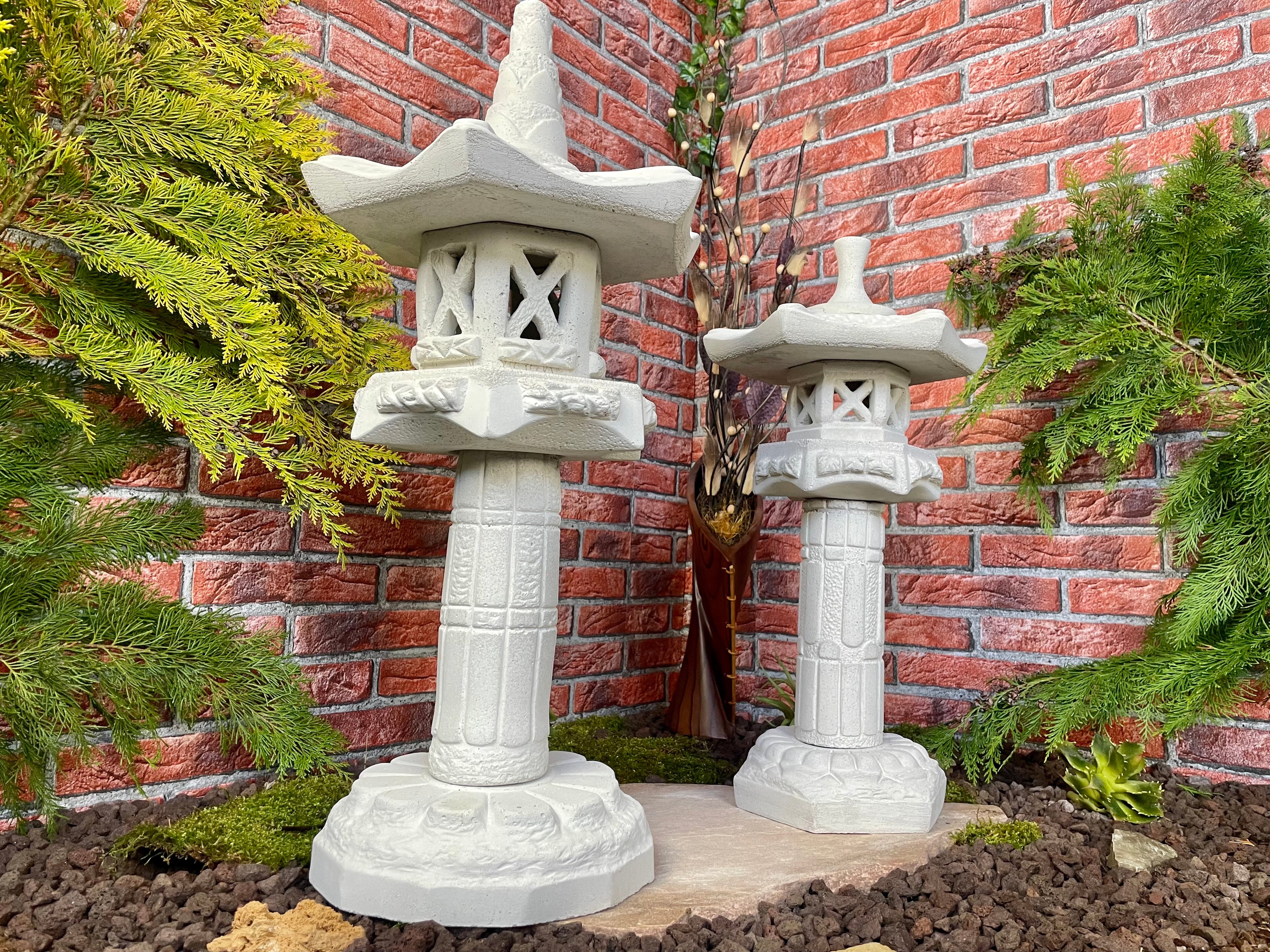 Japanische Steinlaternen 2er Set  Yukimi Pagode Teich Gartendeko Koi-Teich Garten gestallten Home deko Asiatisch Chinesische Deko Steine