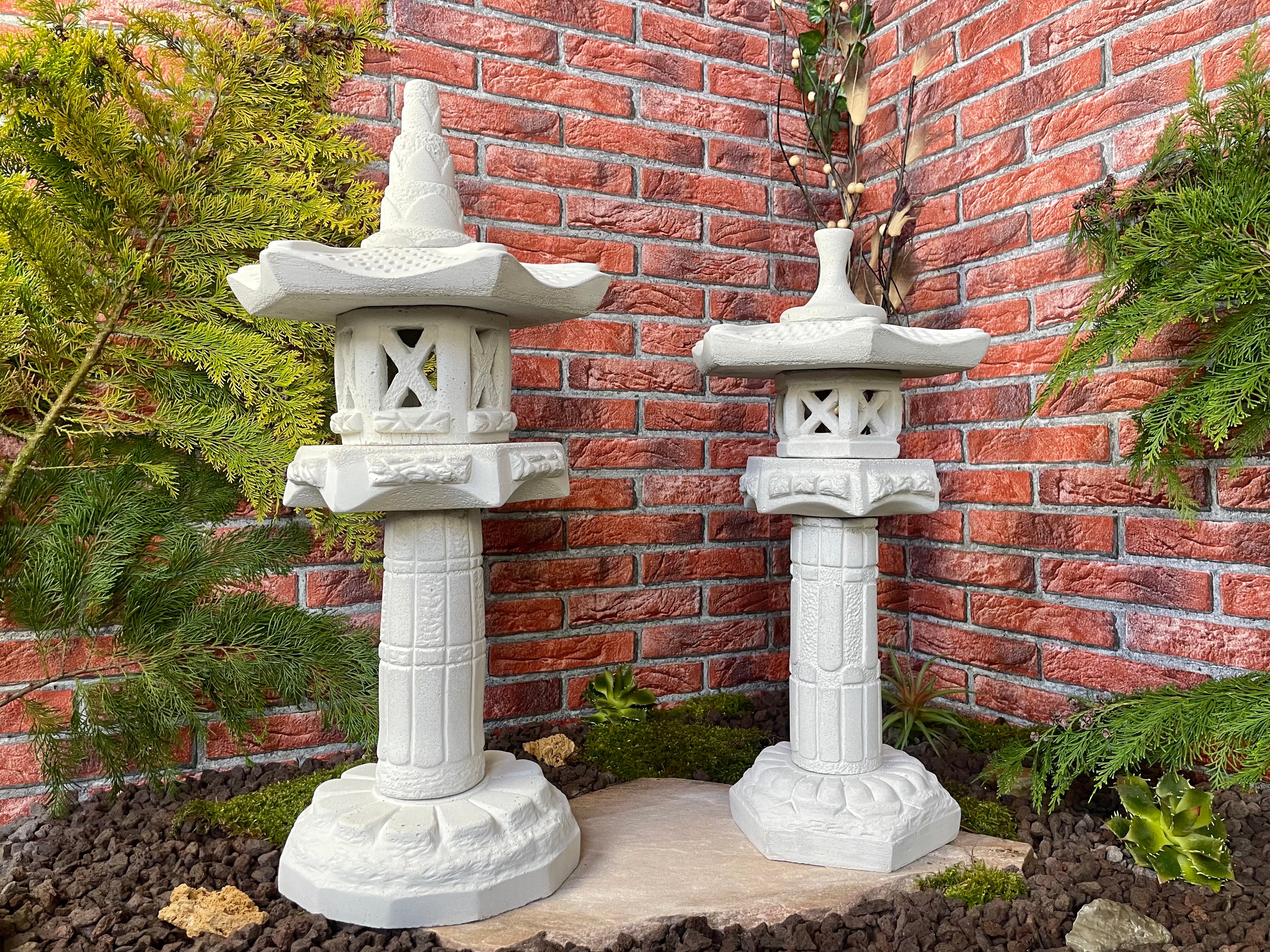 Japanische Steinlaternen 2er Set  Yukimi Pagode Teich Gartendeko Koi-Teich Garten gestallten Home deko Asiatisch Chinesische Deko Steine