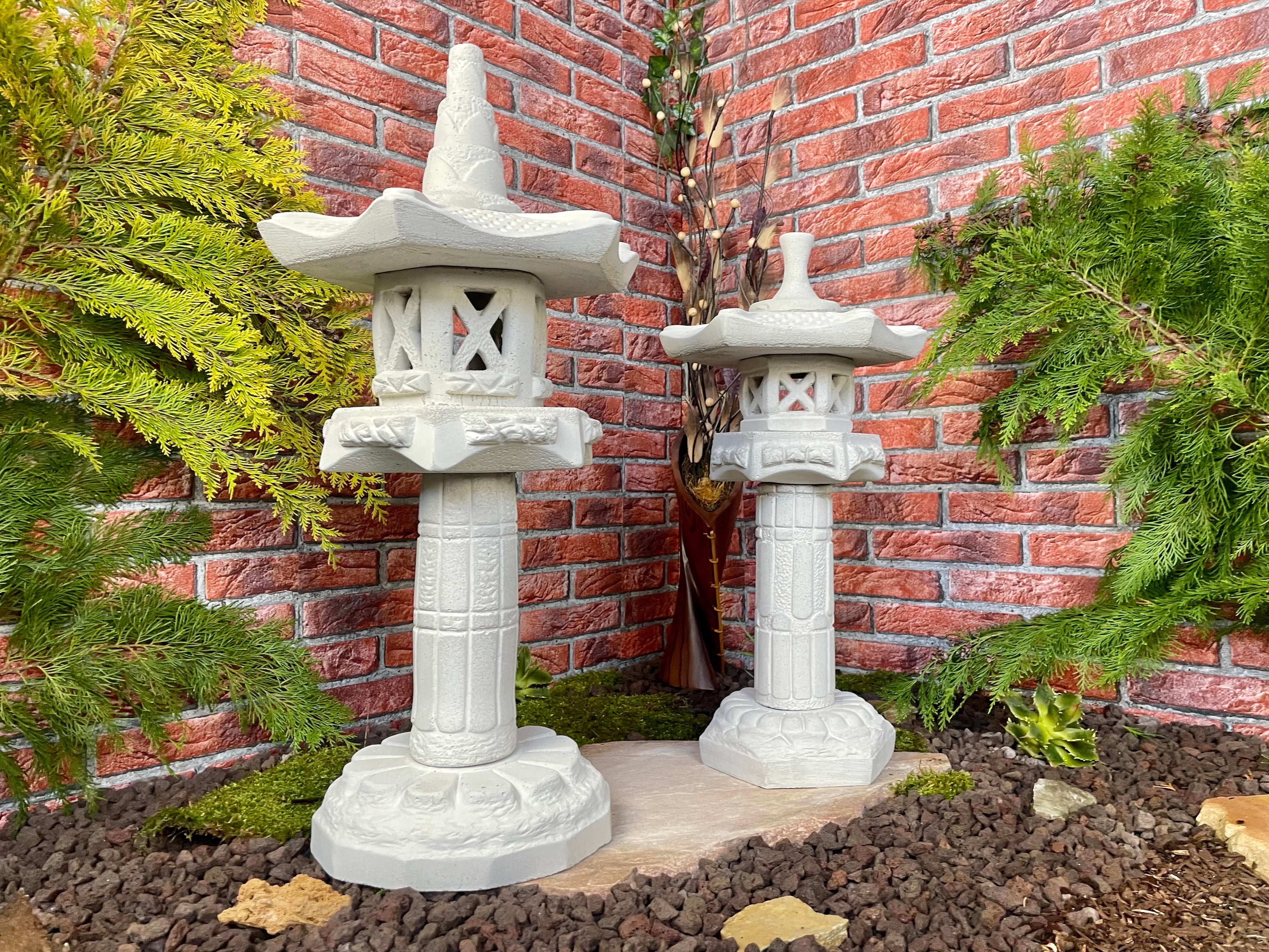 Japanische Steinlaternen 2er Set  Yukimi Pagode Teich Gartendeko Koi-Teich Garten gestallten Home deko Asiatisch Chinesische Deko Steine