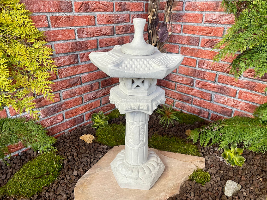 Asiatische Lampe Japanische Steinlaterne Yukimi auf Säule S 55cm Gartendeko Laternen Gartengestaltung Gartendeko Ideen japanische deko