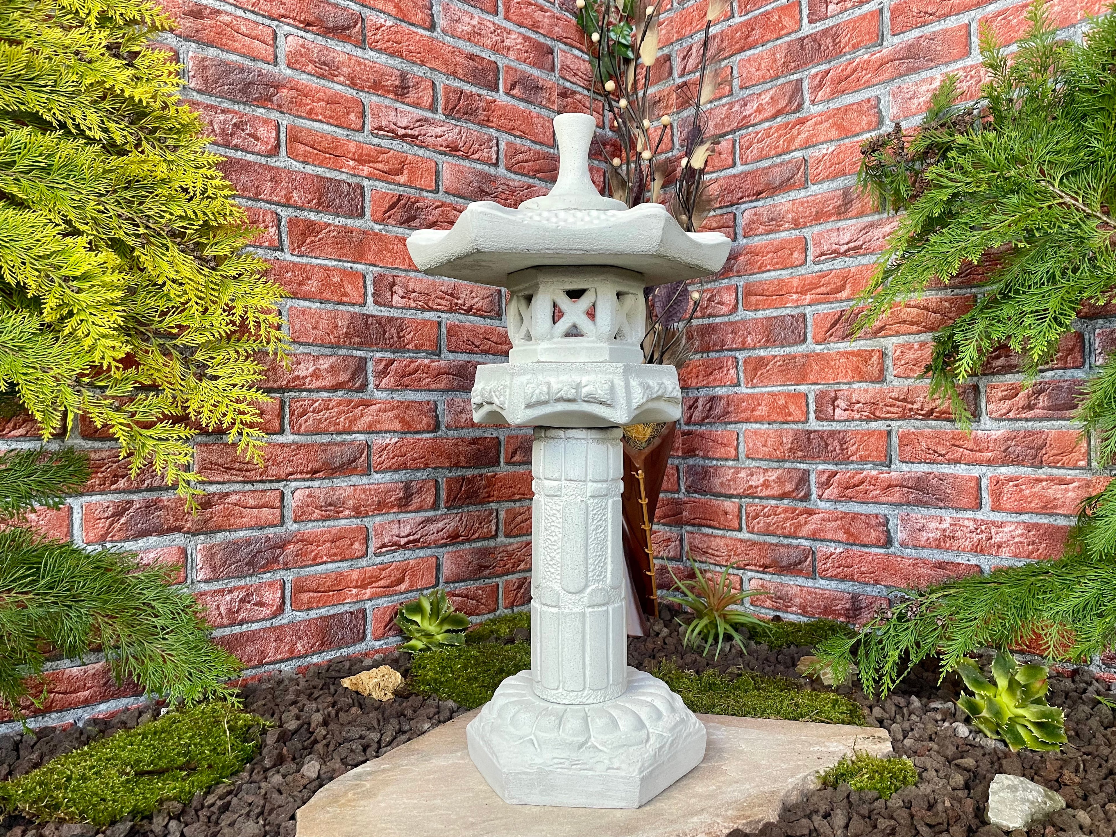Asiatische Lampe Japanische Steinlaterne Yukimi auf Säule S 55cm Gartendeko Laternen Gartengestaltung Gartendeko Ideen japanische deko