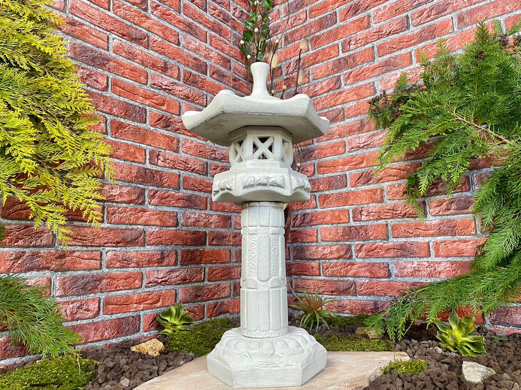 Asiatische Lampe Japanische Steinlaterne Yukimi auf Säule S 55cm Gartendeko Laternen Gartengestaltung Gartendeko Ideen japanische deko