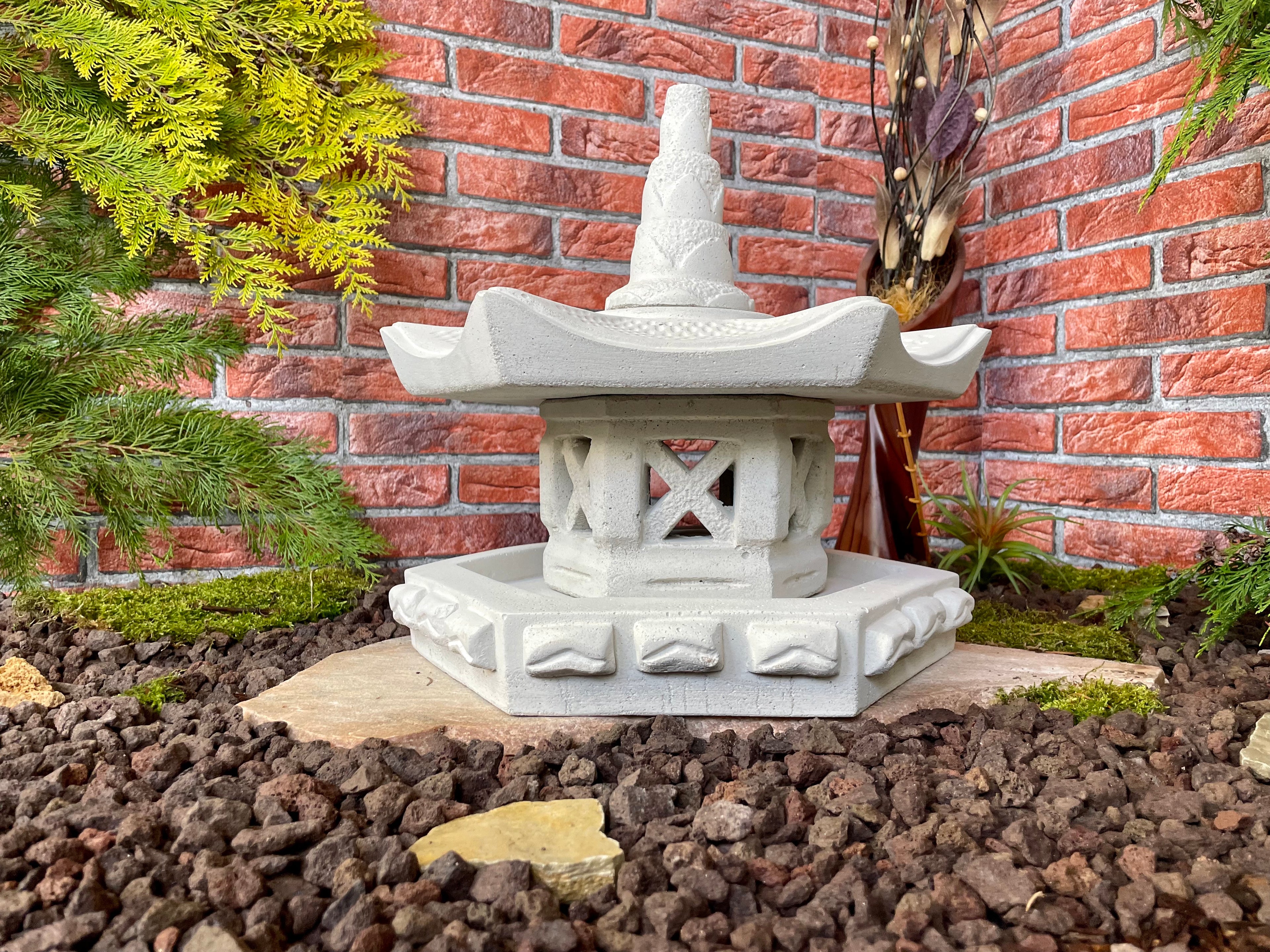 Vogelhaus Steinlaterne Koiteich Japanische Laterne Lichtgrau