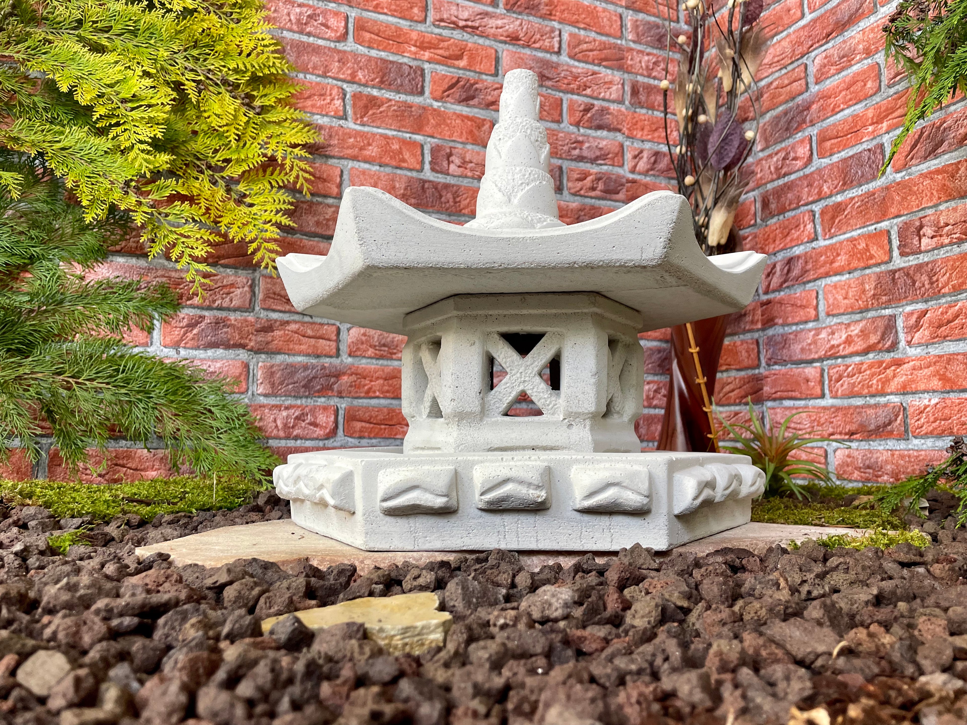 Vogelhaus Steinlaterne Koiteich Japanische Laterne Lichtgrau