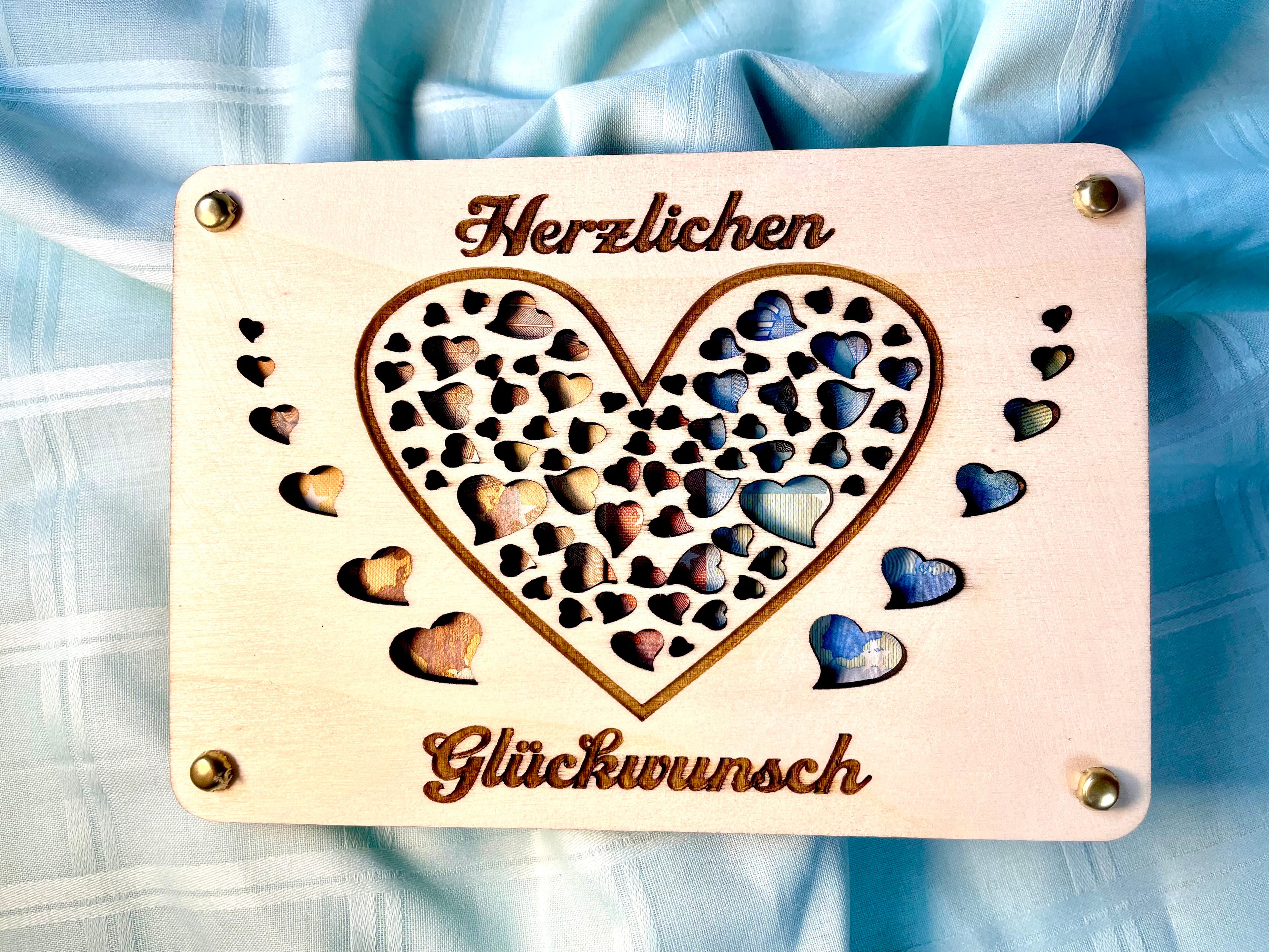 Geldgeschenk Glückwunsch 'Herzlichen Glückwunsch' Geschenkideen Holz Bilder Schilder Geburtstag Hochzeit Valentinstag Geburt Schulabschluss