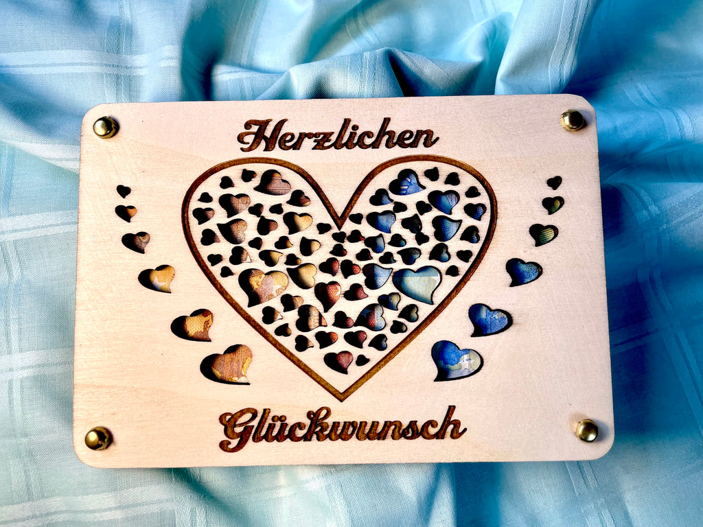 Geldgeschenk Glückwunsch 'Herzlichen Glückwunsch' Geschenkideen Holz Bilder Schilder Geburtstag Hochzeit Valentinstag Geburt Schulabschluss