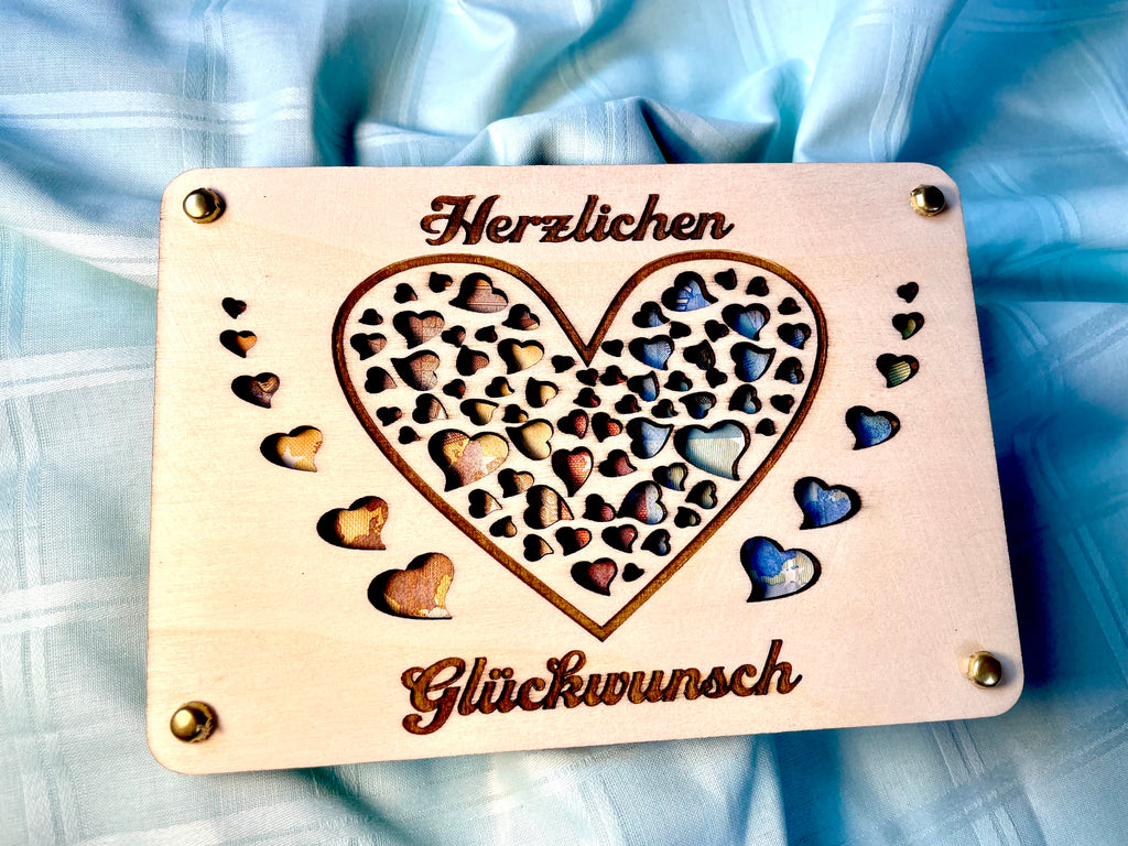 Geldgeschenk Glückwunsch 'Herzlichen Glückwunsch' Geschenkideen Holz Bilder Schilder Geburtstag Hochzeit Valentinstag Geburt Schulabschluss