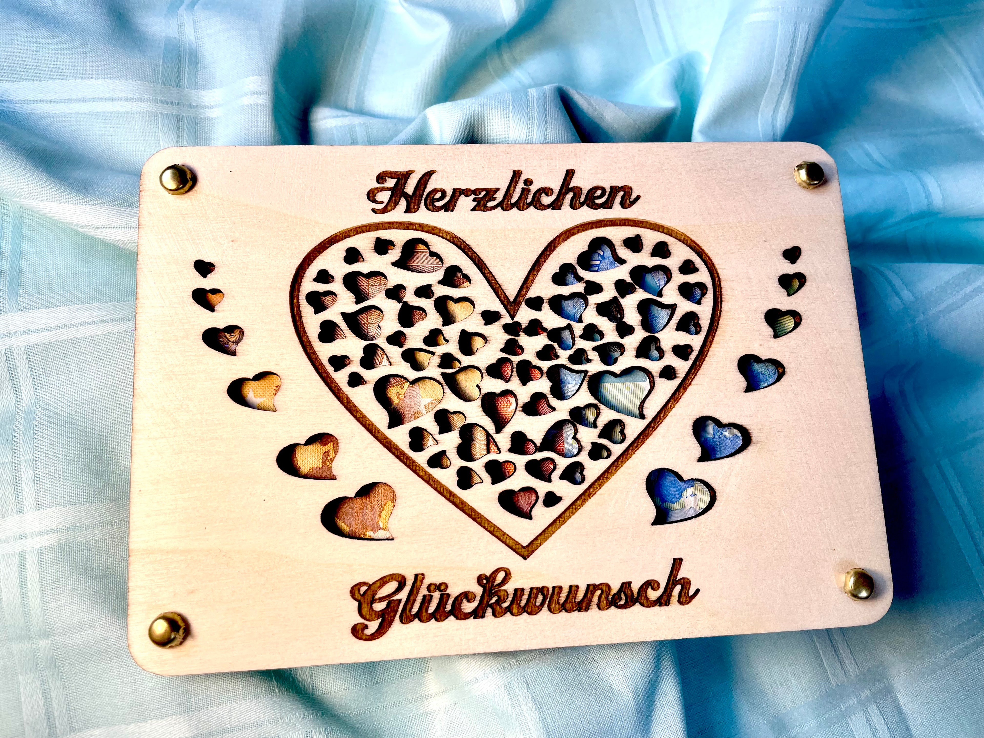 Geldgeschenk Glückwunsch 'Herzlichen Glückwunsch' Geschenkideen Holz Bilder Schilder Geburtstag Hochzeit Valentinstag Geburt Schulabschluss
