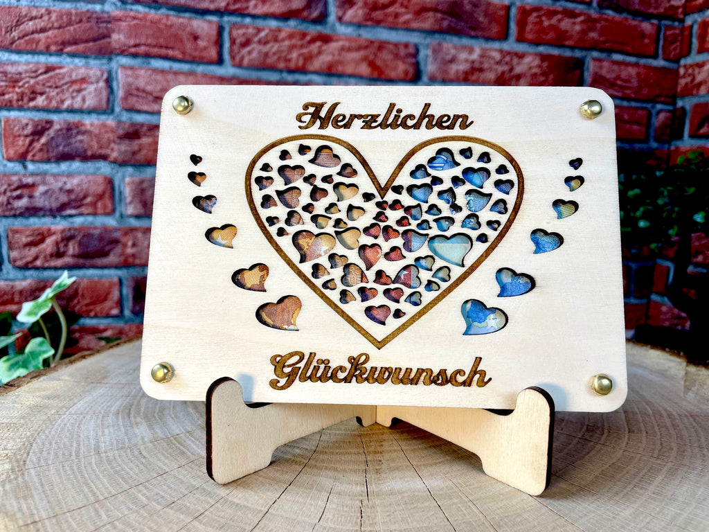 Geldgeschenk Glückwunsch 'Herzlichen Glückwunsch' Geschenkideen Holz Bilder Schilder Geburtstag Hochzeit Valentinstag Geburt Schulabschluss
