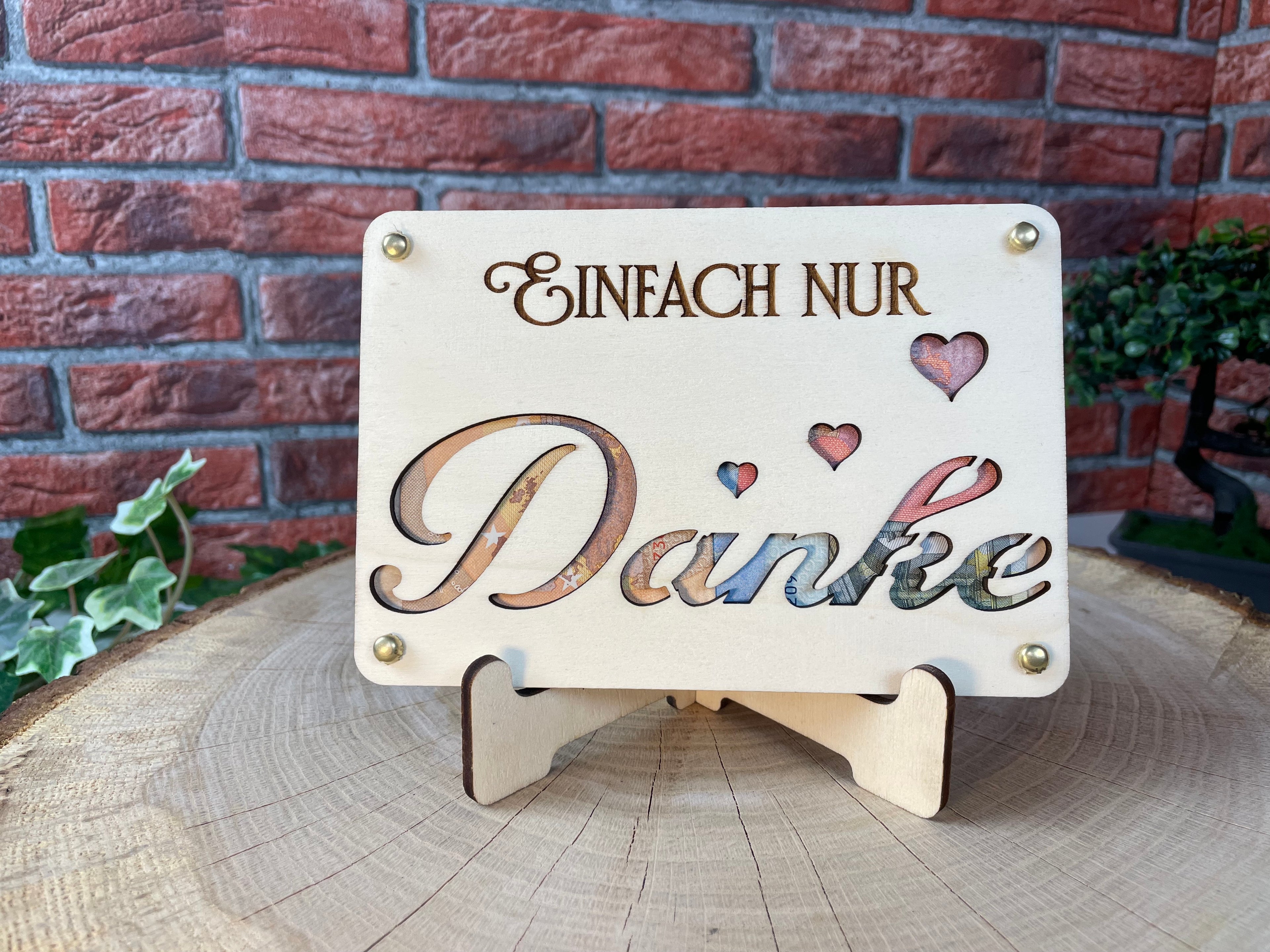 Geldgeschenk Danke 'Einfach nur DANKE' Geschenkideen Holz Bilder Schilder Geburtstag Hochzeit Valentinstag Geburt Schulabschluss