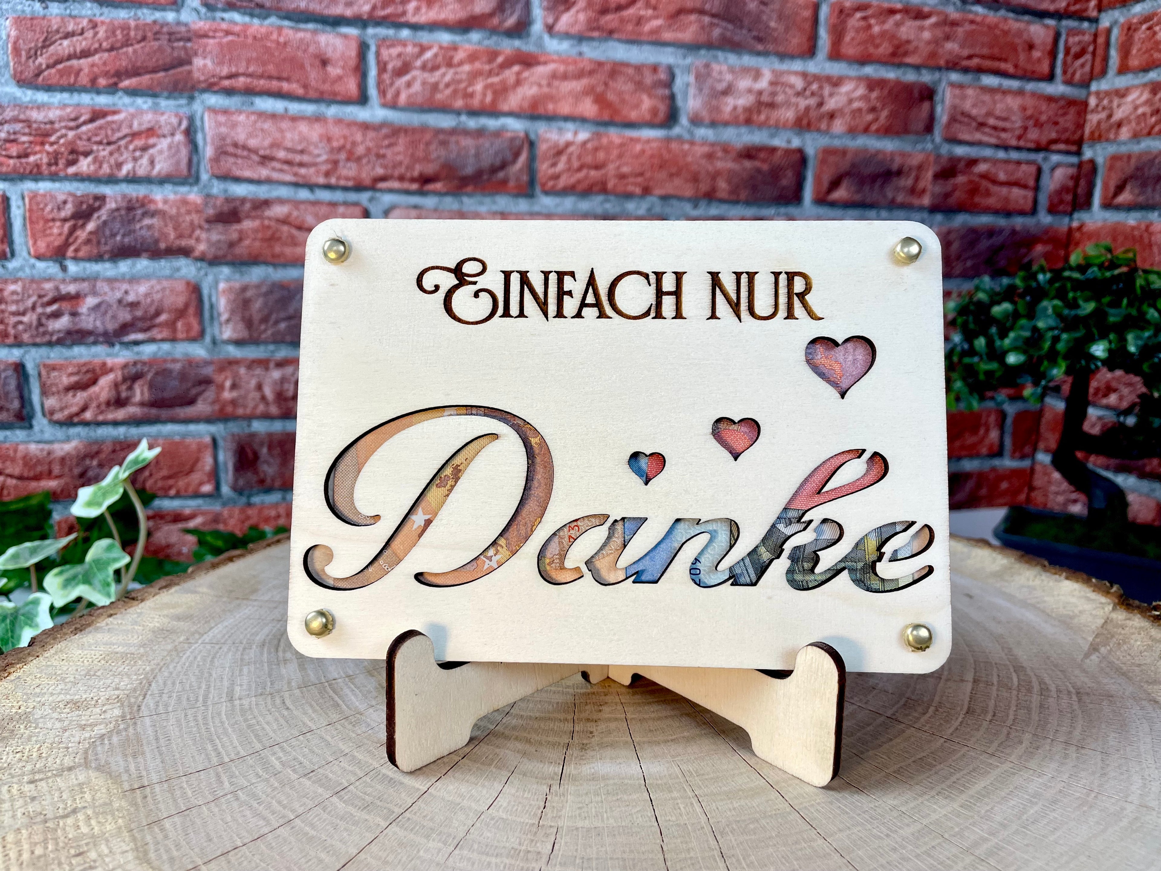 Geldgeschenk Danke 'Einfach nur DANKE' Geschenkideen Holz Bilder Schilder Geburtstag Hochzeit Valentinstag Geburt Schulabschluss