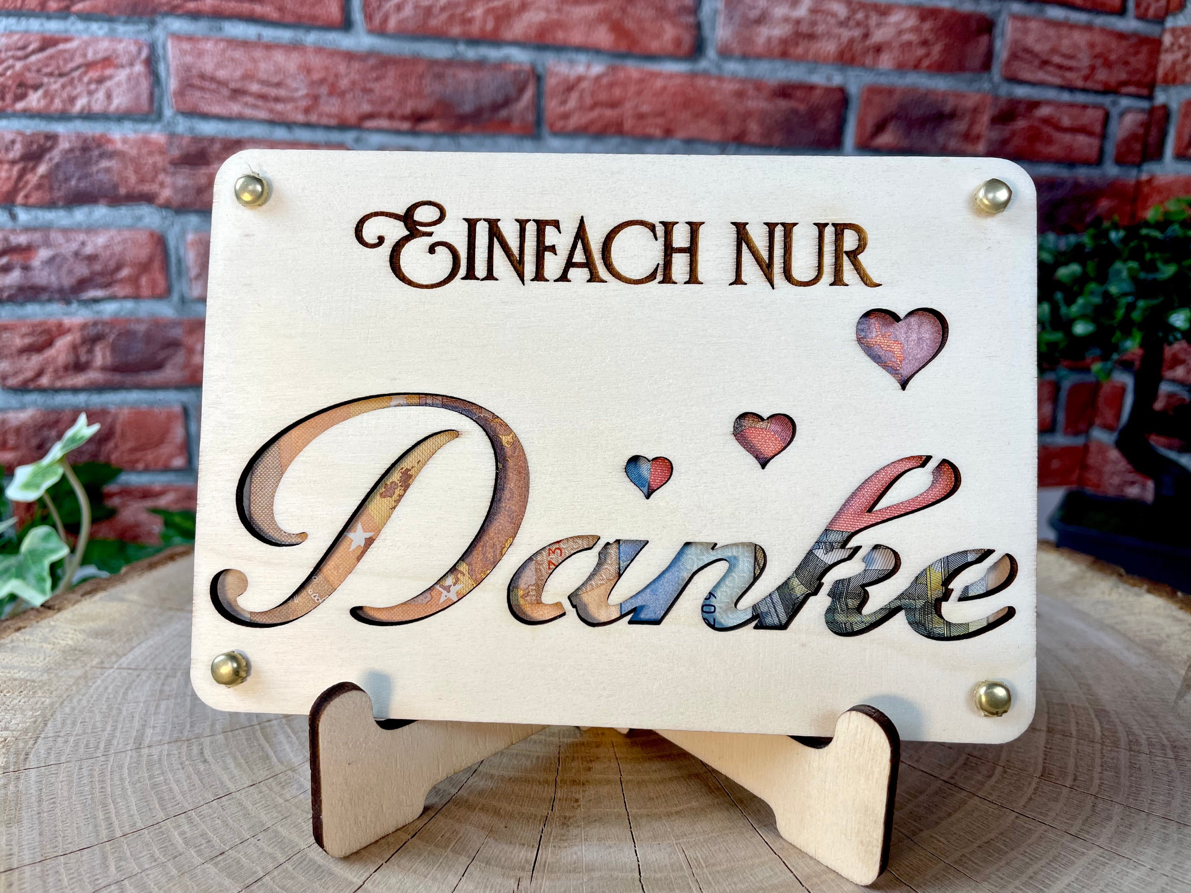 Geldgeschenk Danke 'Einfach nur DANKE' Geschenkideen Holz Bilder Schilder Geburtstag Hochzeit Valentinstag Geburt Schulabschluss
