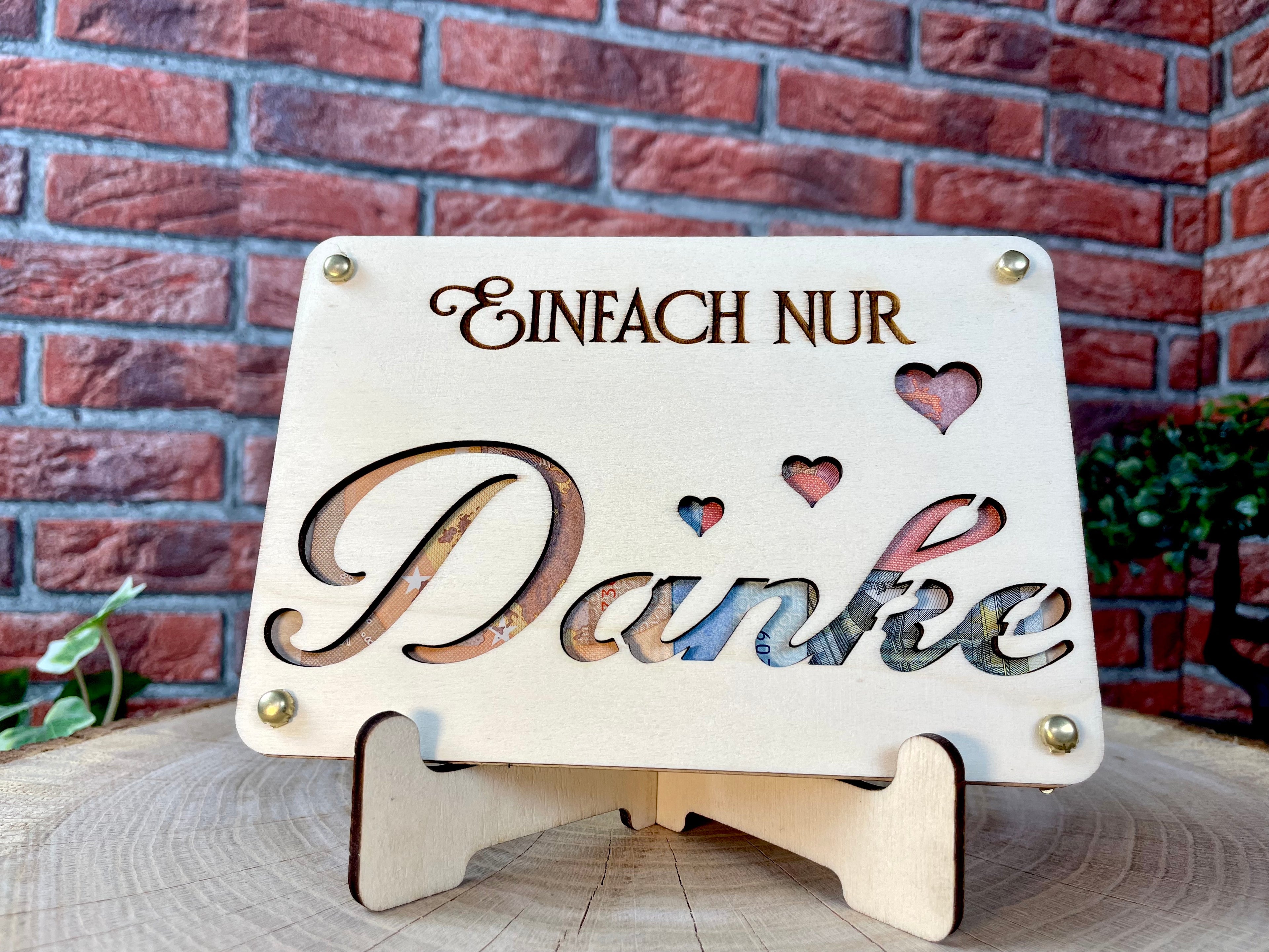Geldgeschenk Danke 'Einfach nur DANKE' Geschenkideen Holz Bilder Schilder Geburtstag Hochzeit Valentinstag Geburt Schulabschluss