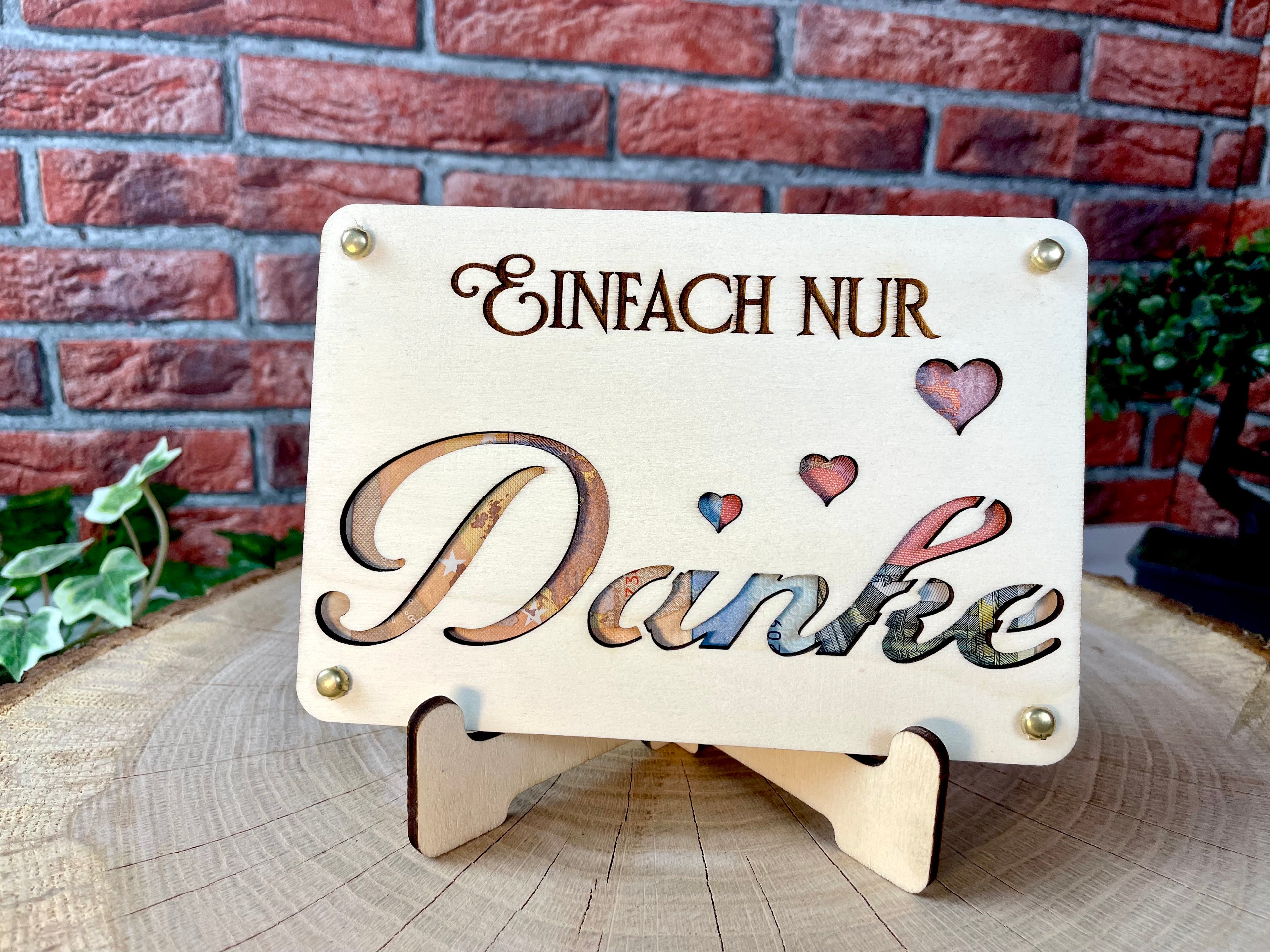 Geldgeschenk Danke 'Einfach nur DANKE' Geschenkideen Holz Bilder Schilder Geburtstag Hochzeit Valentinstag Geburt Schulabschluss