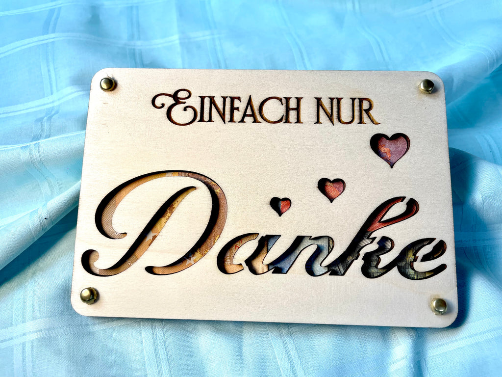 Geldgeschenk Danke 'Einfach nur DANKE' Geschenkideen Holz Bilder Schilder Geburtstag Hochzeit Valentinstag Geburt Schulabschluss