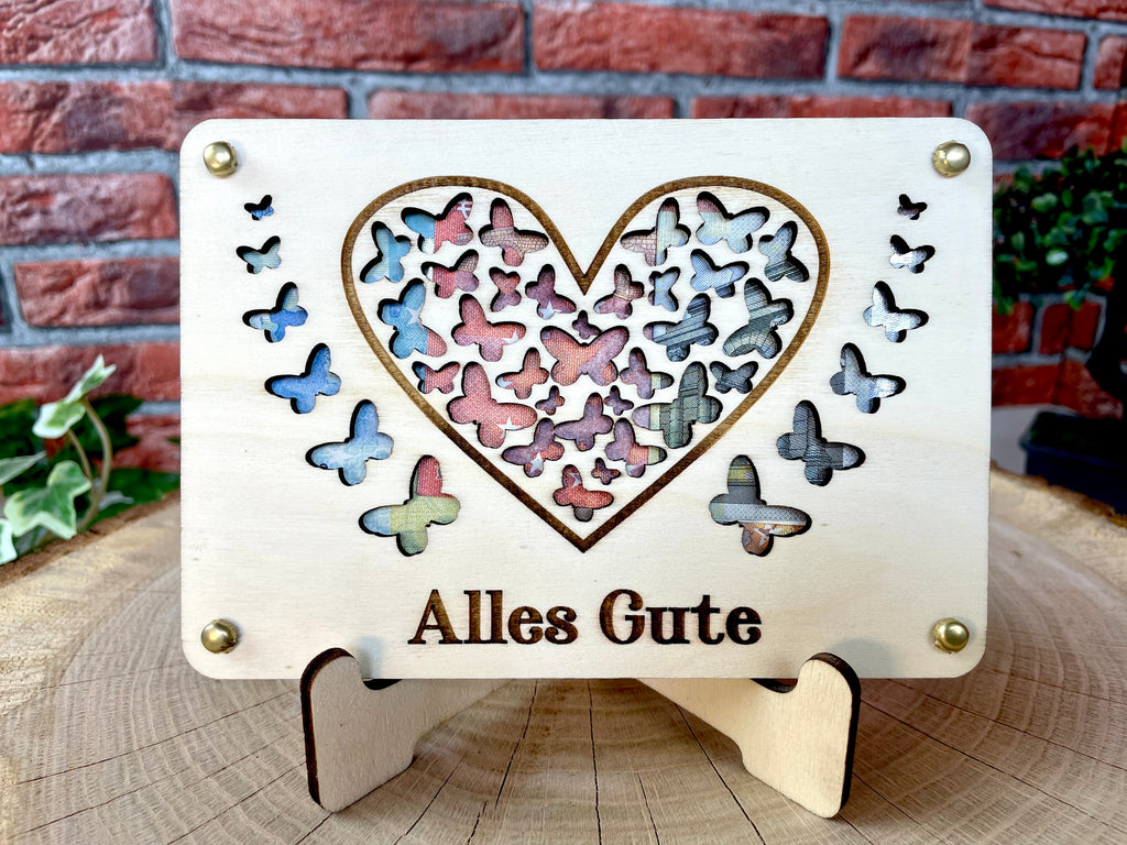 Geldgeschenk Herz 'Alles Gute' Geschenkideen Holz Bilder Schilder Geburtstag Hochzeit Valentinstag Geburt Schulabschluss