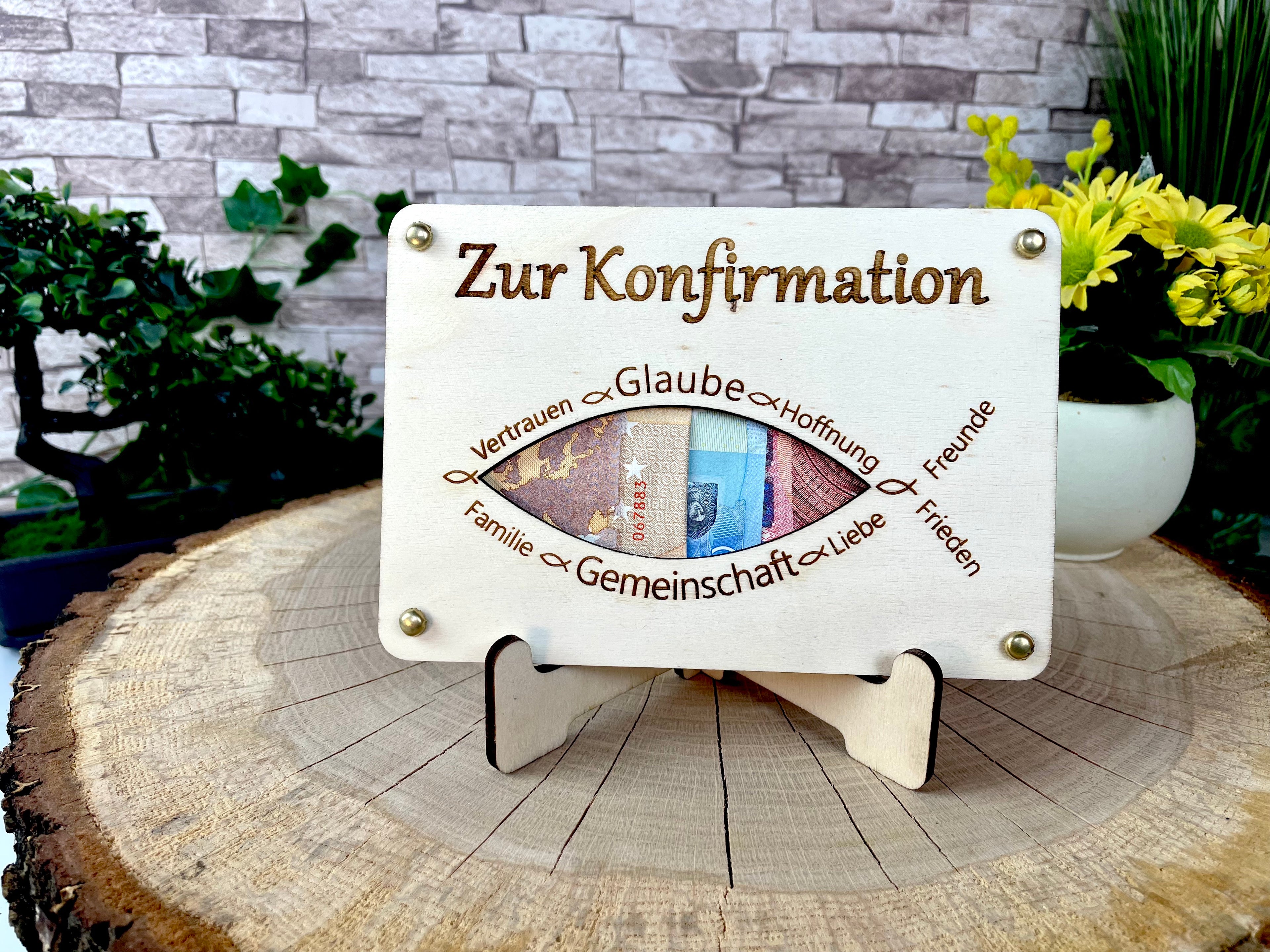 Geldgeschenk "Zur Konfirmation" Geschenkideen Holz Bilder Schilder Kommunion Jugendweihe Geldkarte Geld verpacken Verschenken