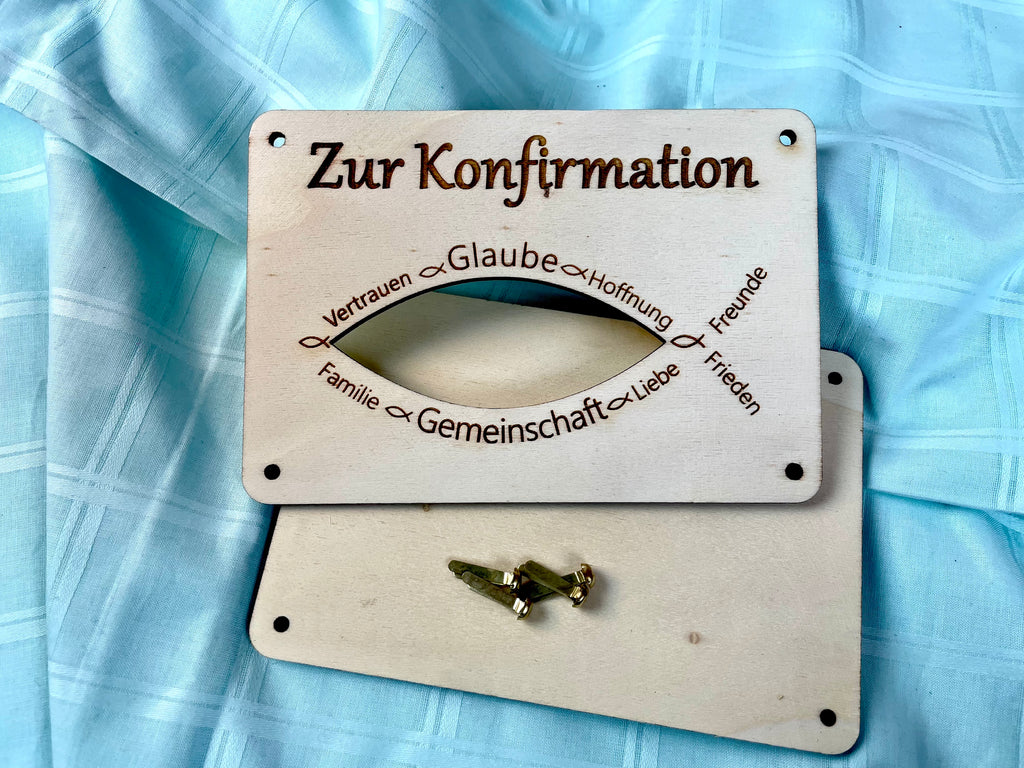 Geldgeschenk "Zur Konfirmation" Geschenkideen Holz Bilder Schilder Kommunion Jugendweihe Geldkarte Geld verpacken Verschenken