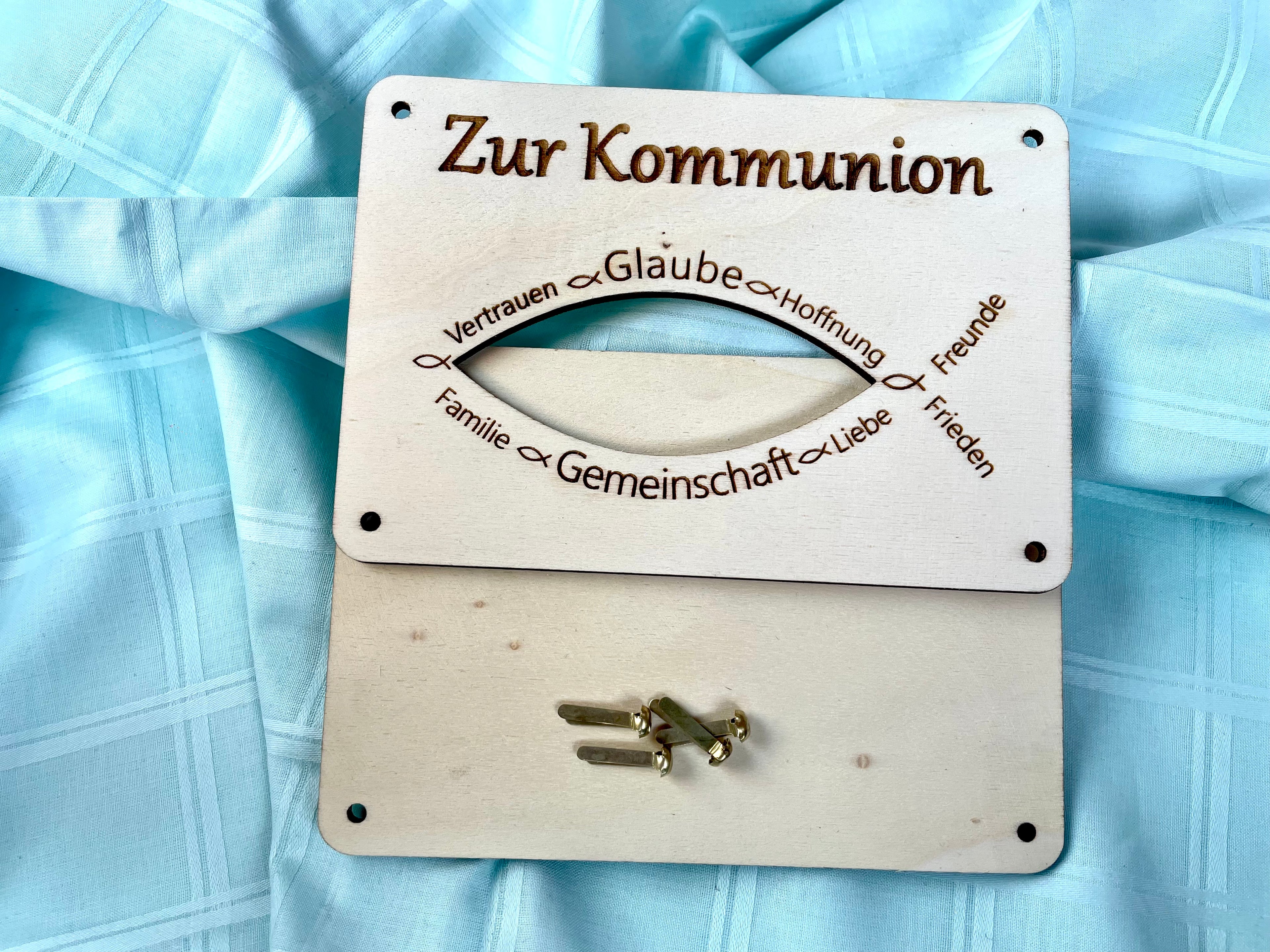 Geldgeschenk "Zur Kommunion" Geschenkideen Holz Bilder Schilder Konfirmation Jugendweihe Geldkarte Geld verpacken Verschenken