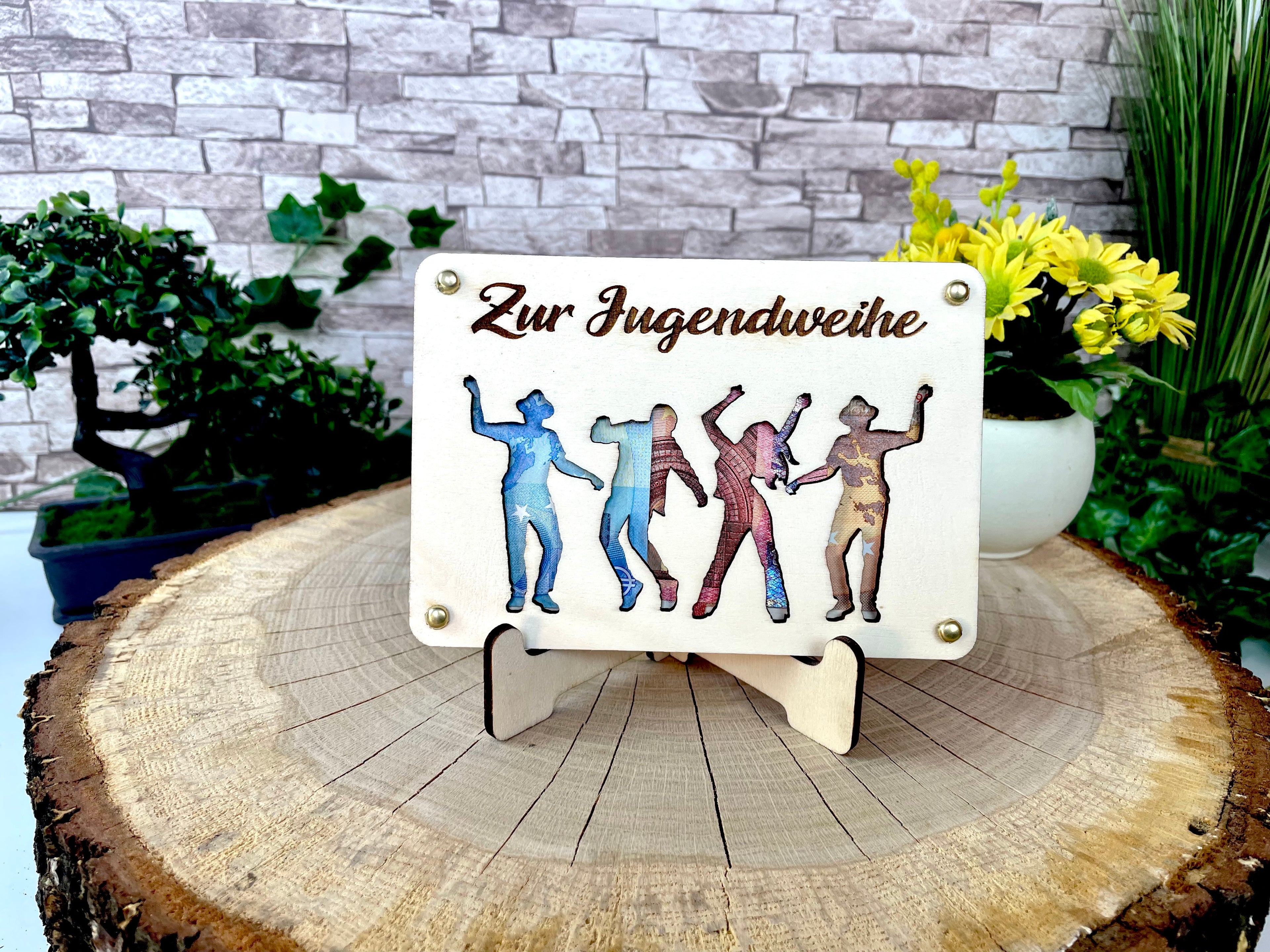 Geldgeschenk "Zur Jugendweihe" Geschenkideen Holz Bilder Schilder Konfirmation Kommunion Geldkarte Geld verpacken Verschenken