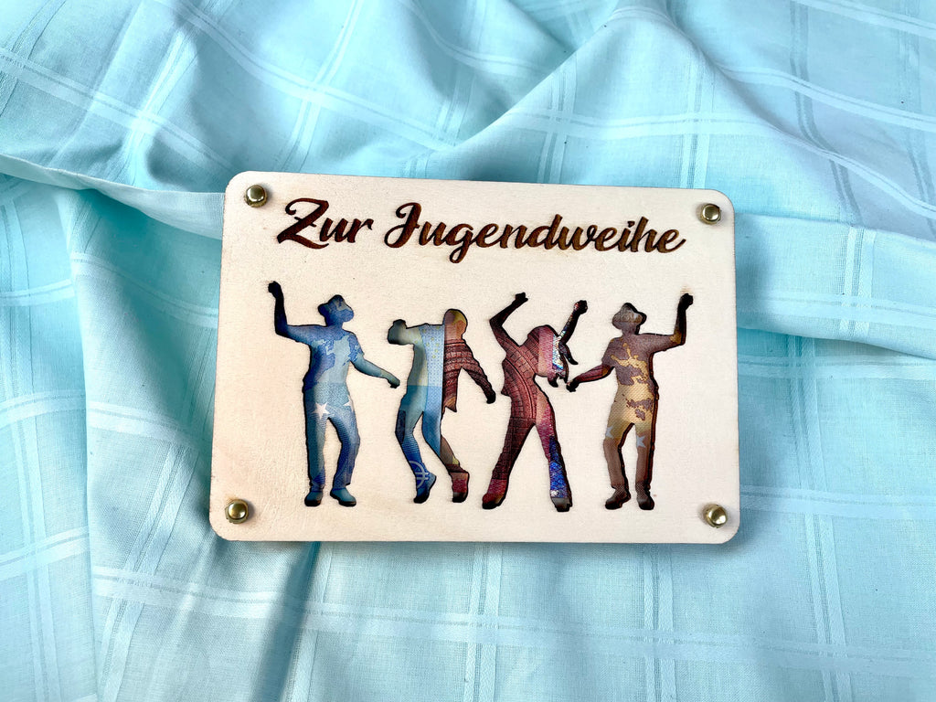 Geldgeschenk "Zur Jugendweihe" Geschenkideen Holz Bilder Schilder Konfirmation Kommunion Geldkarte Geld verpacken Verschenken