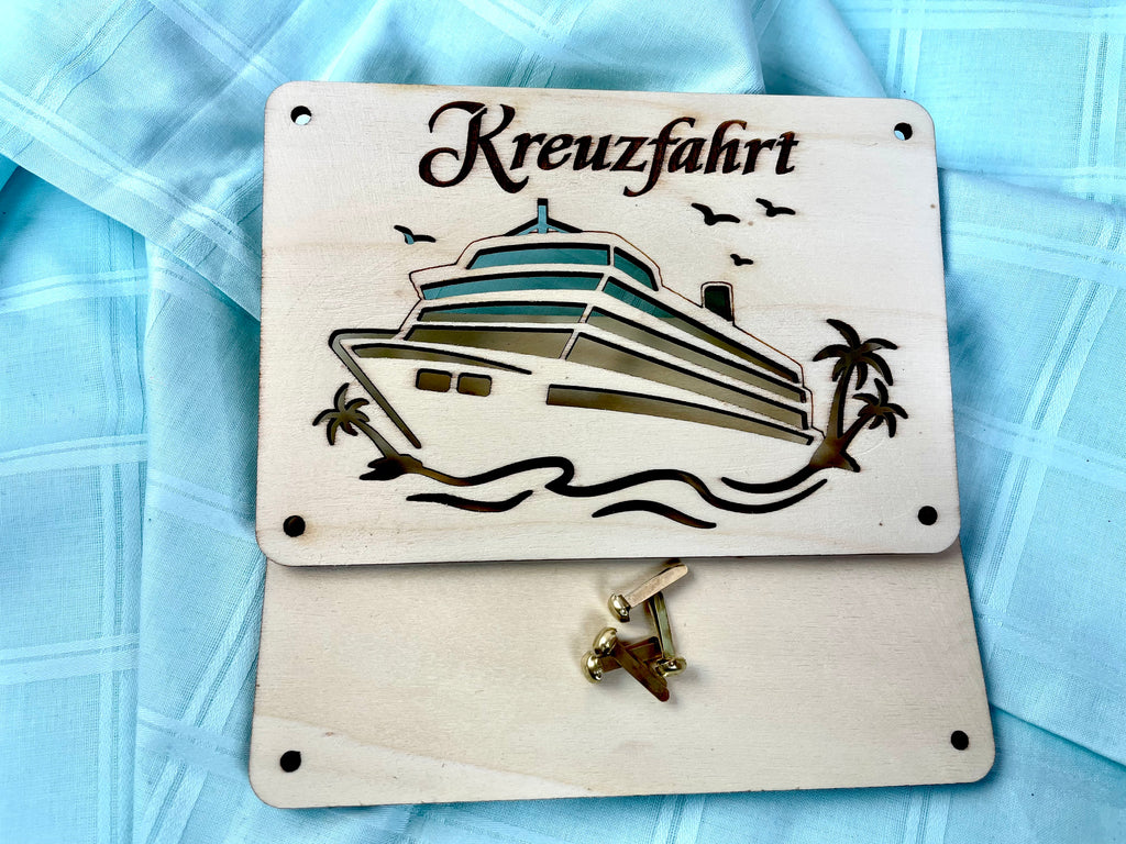 Geldgeschenk Schiff 'Kreuzfahrt' Geschenkideen Holz Bilder Schilder Geburtstag Hochzeitstag Schulabschluss Urlaub Abenteuer