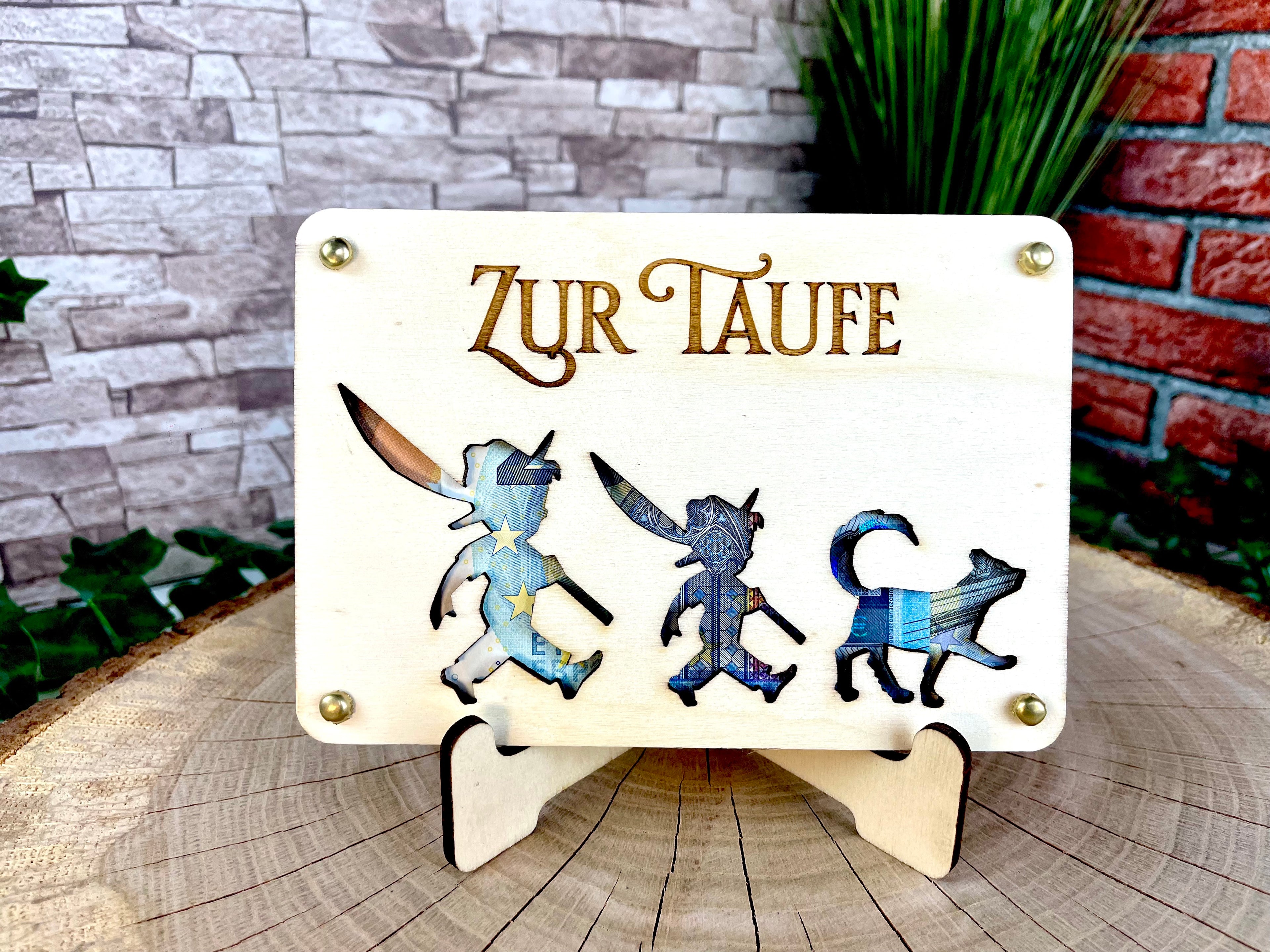 Geldgeschenk 'Glück und Segen zur Taufe' Geschenkideen Holz Bilder Schilder Kinder Taufen Segen Glück Abenteuer Outdoor