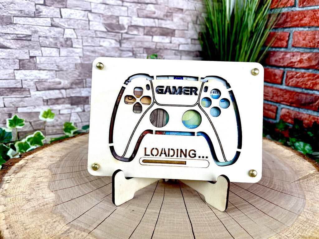 Geldgeschenk Gamer 'Loading' Geschenkideen Holz Bilder Schilder Geburtstag Gaming Zocken Videospiele Play Schulabschluss