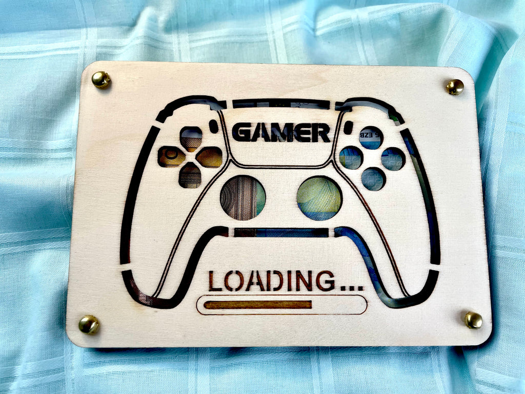 Geldgeschenk Gamer 'Loading' Geschenkideen Holz Bilder Schilder Geburtstag Gaming Zocken Videospiele Play Schulabschluss
