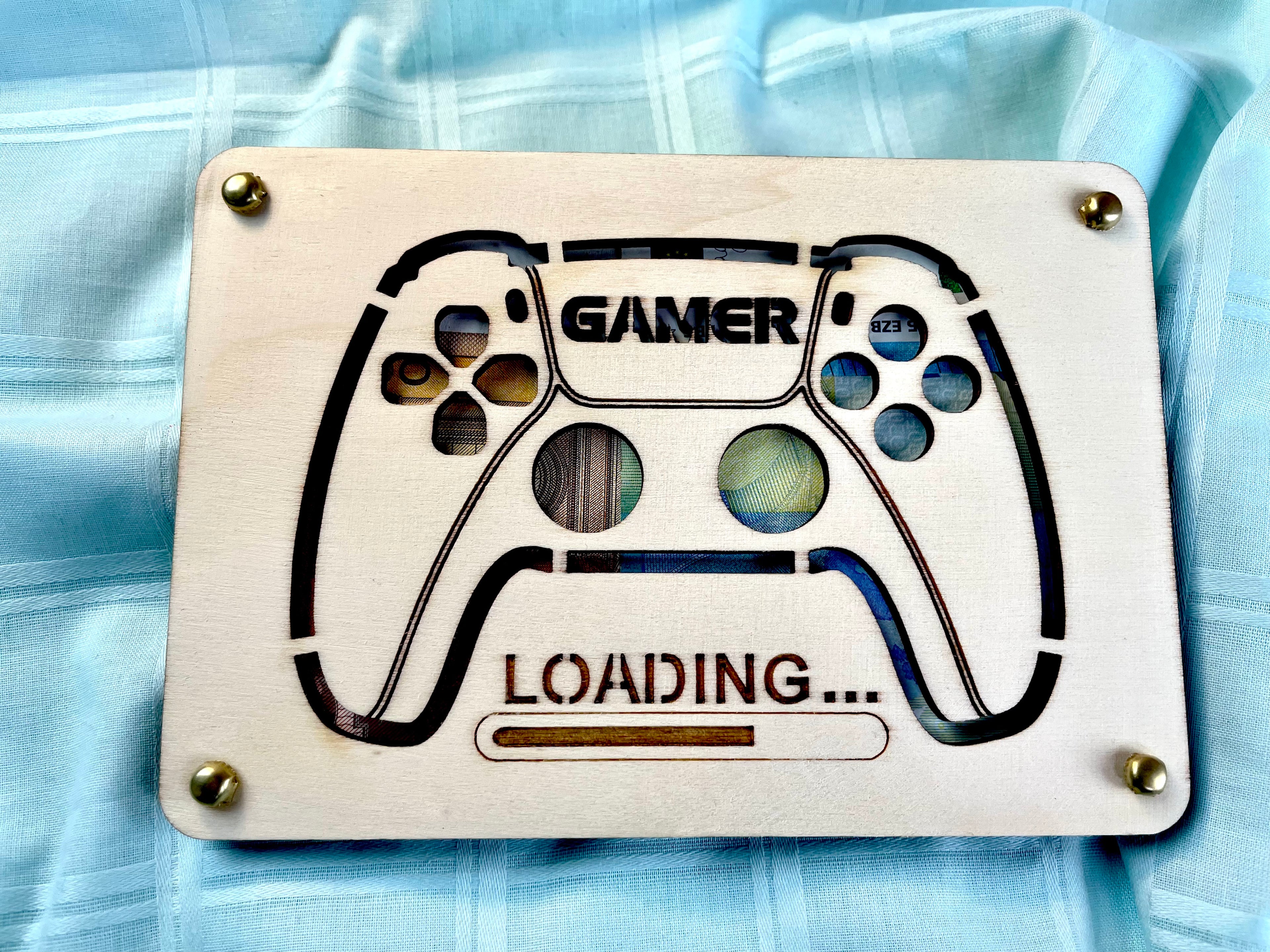 Geldgeschenk Gamer 'Loading' Geschenkideen Holz Bilder Schilder Geburtstag Gaming Zocken Videospiele Play Schulabschluss