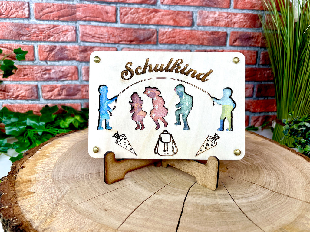 Geldgeschenk "Schulkind" Geschenkideen Holz Bilder Schilder Einschulung Eingeschult  Schule Geldkarte Geld verpacken Verschenken