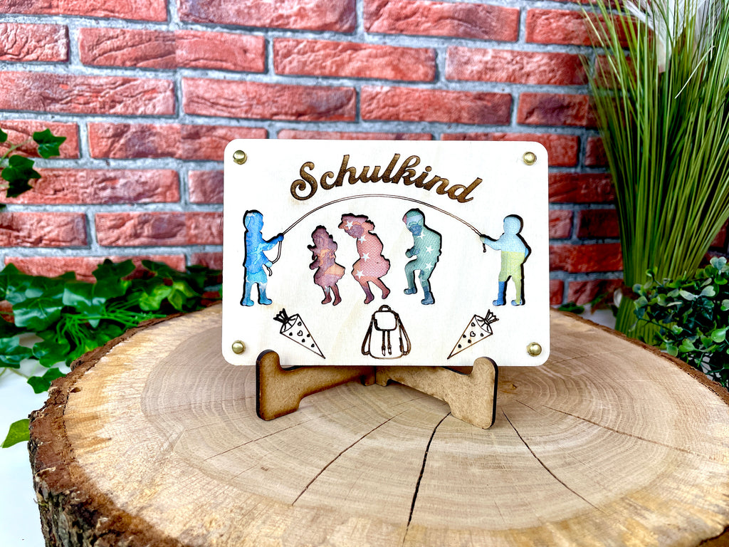 Geldgeschenk "Schulkind" Geschenkideen Holz Bilder Schilder Einschulung Eingeschult  Schule Geldkarte Geld verpacken Verschenken