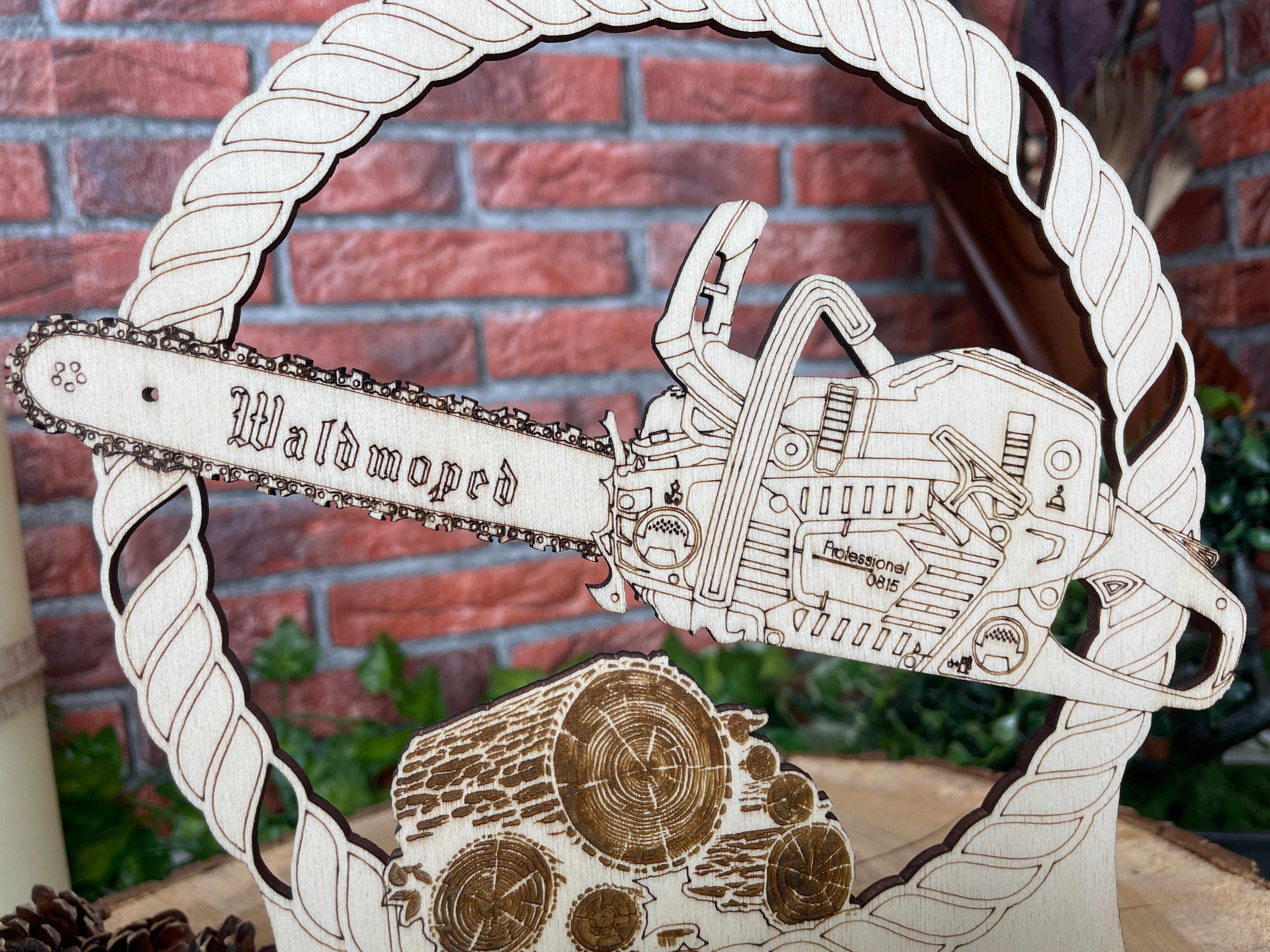 Holz‑Kettensäge für Geldgeschenke – Personalisiertes Männergeschenk, witzige Holzdeko für Handwerker und Heimwerker