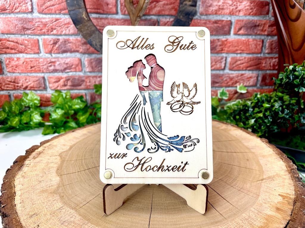 Alles Gute zur Hochzeit: Individuelles Geldgeschenk für das Brautpaar. Holz Schilder Geschenkideen Vermählung