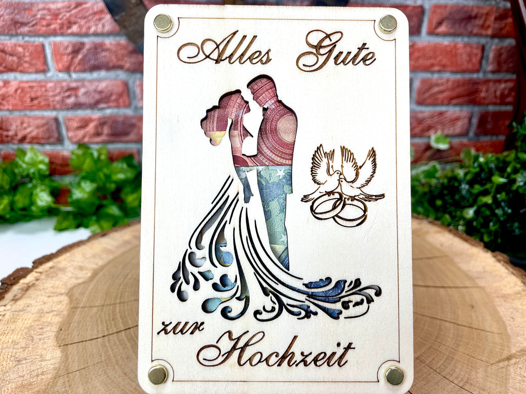 Alles Gute zur Hochzeit: Individuelles Geldgeschenk für das Brautpaar. Holz Schilder Geschenkideen Vermählung
