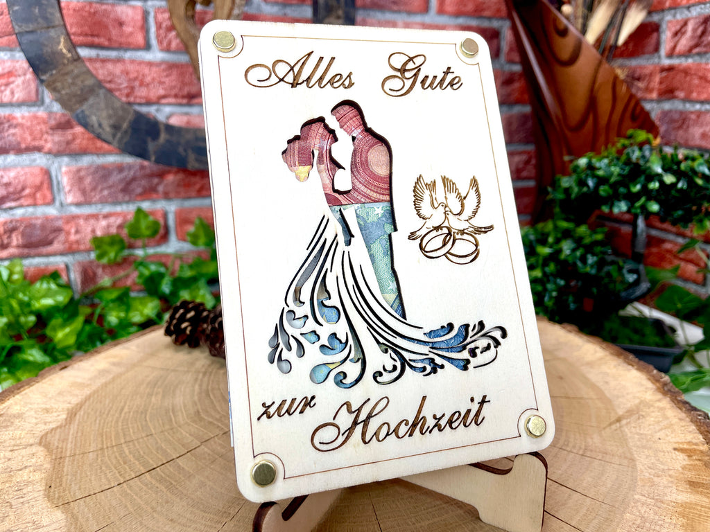 Alles Gute zur Hochzeit: Individuelles Geldgeschenk für das Brautpaar. Holz Schilder Geschenkideen Vermählung