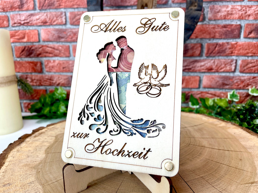 Alles Gute zur Hochzeit: Individuelles Geldgeschenk für das Brautpaar. Holz Schilder Geschenkideen Vermählung