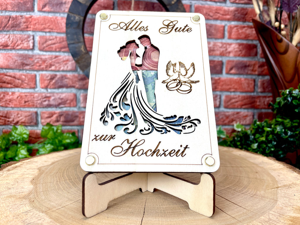 Alles Gute zur Hochzeit: Individuelles Geldgeschenk für das Brautpaar. Holz Schilder Geschenkideen Vermählung