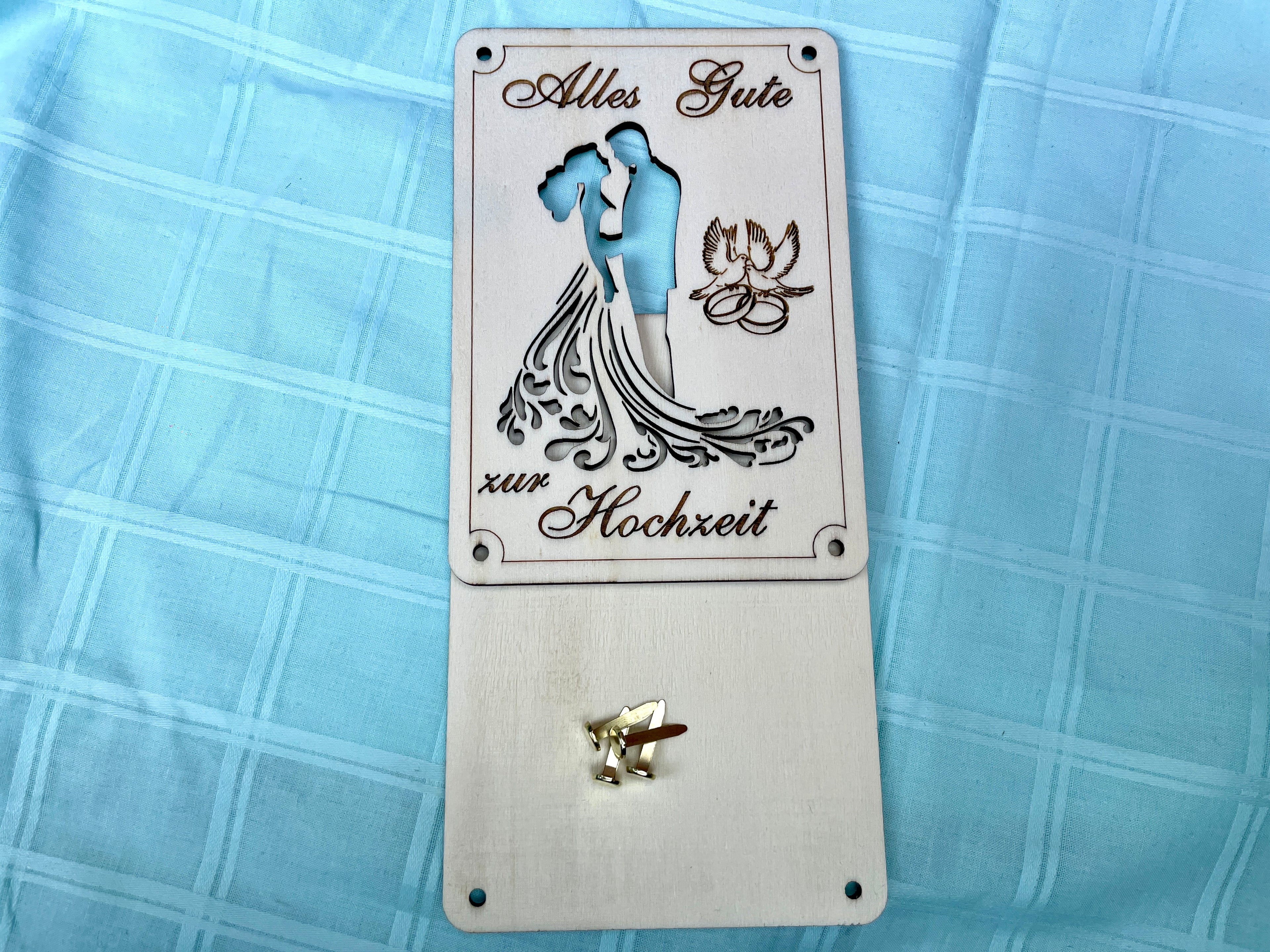 Alles Gute zur Hochzeit: Individuelles Geldgeschenk für das Brautpaar. Holz Schilder Geschenkideen Vermählung