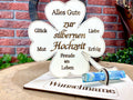 Glückskleeblatt zur silbernen Hochzeit handgefertigt aus Holz - Liebe, Erfolg & Freude im Leben Liebevolle Geschenke Besonderes Geschenk