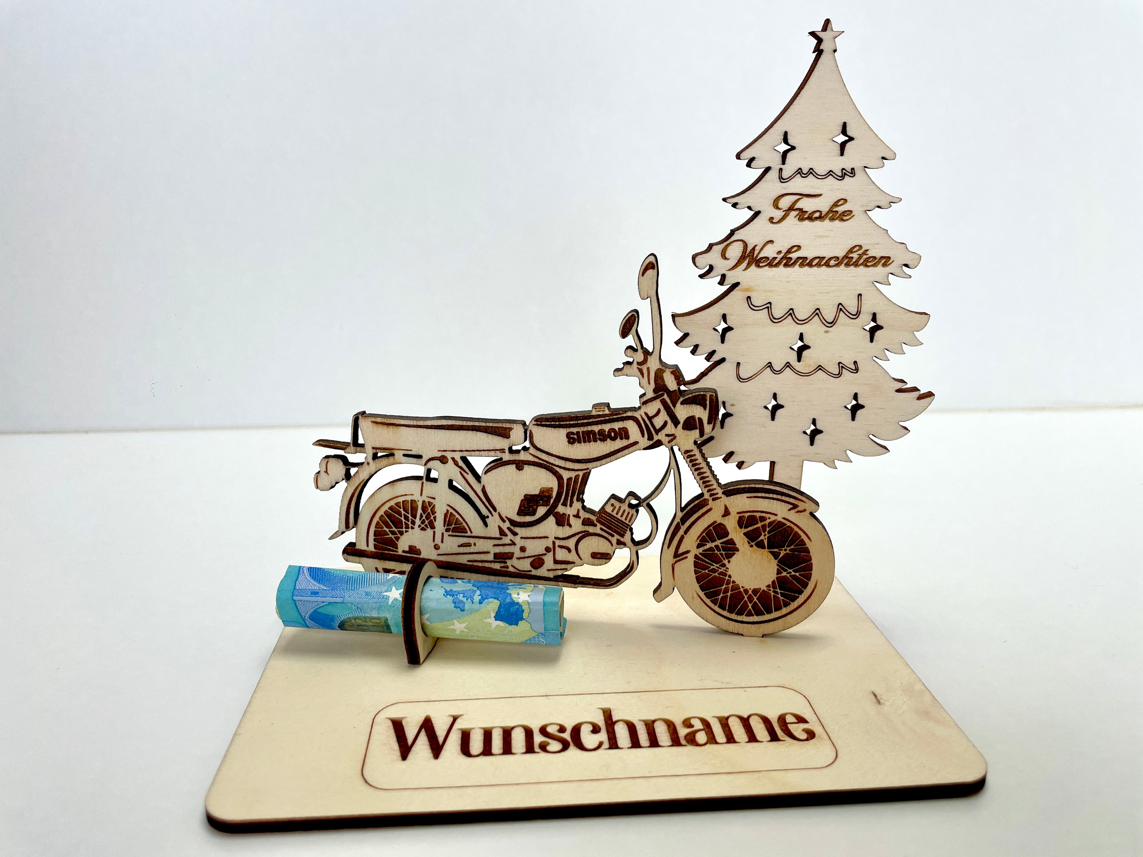 Simson S51 Holzmodell – Weihnachtsgeschenk Männer | Personalisiertes Geldgeschenk aus Holz | Originelle Geschenkidee