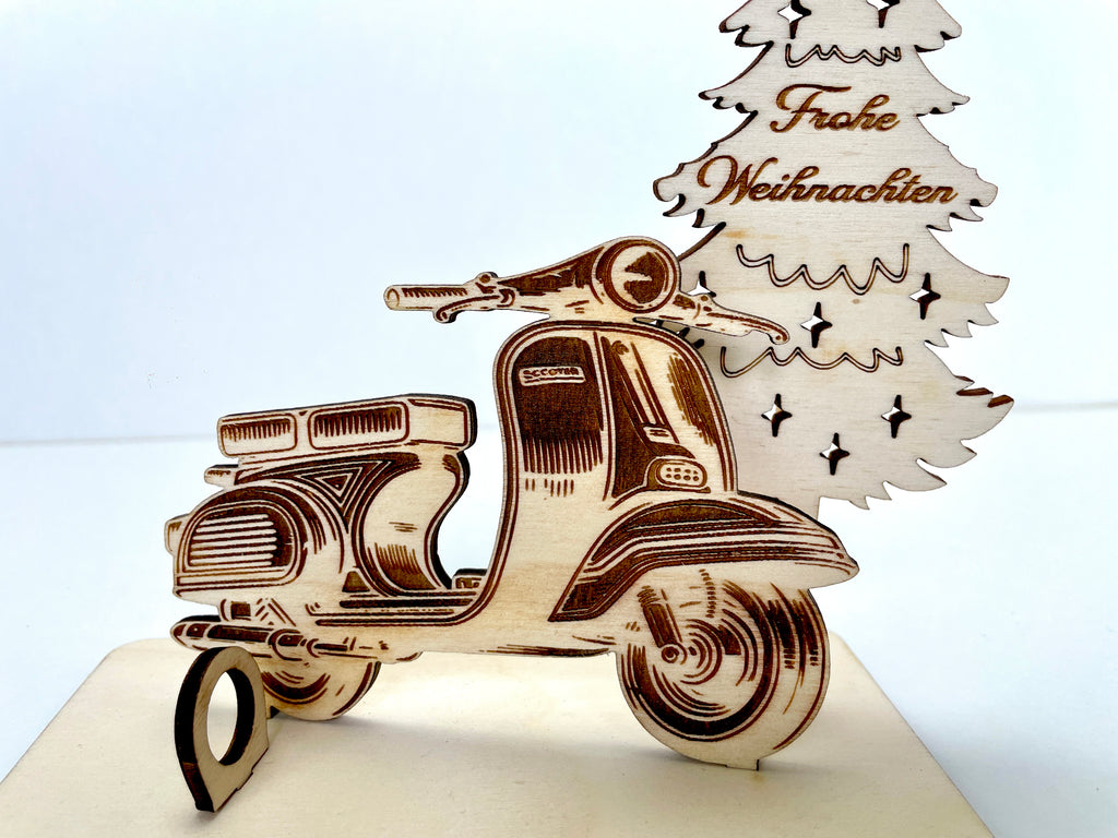 Vespa Holzmodell – Weihnachtsgeschenk Männer | Personalisiertes Geldgeschenk aus Holz | Originelle Geschenkidee