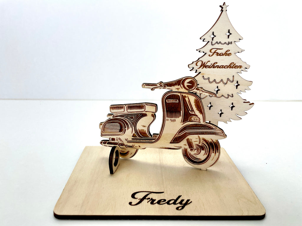 Vespa Holzmodell – Weihnachtsgeschenk Männer | Personalisiertes Geldgeschenk aus Holz | Originelle Geschenkidee