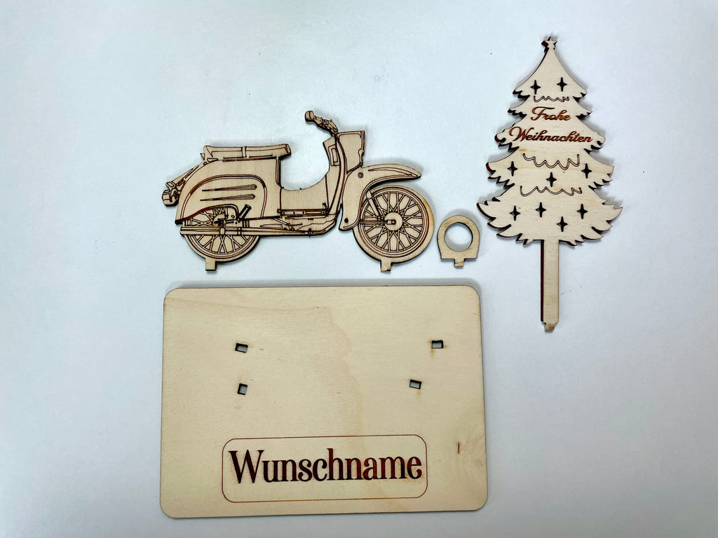 Simson Schwalbe Holzmodell – Weihnachtsgeschenk Männer | Personalisiertes Geldgeschenk aus Holz | Originelle Geschenkidee